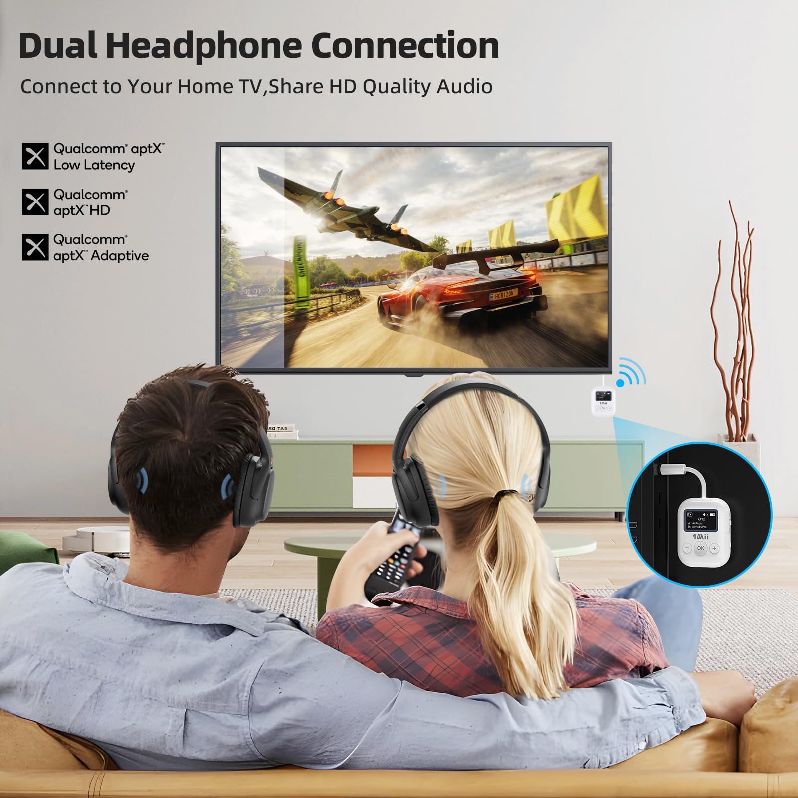1Mii Airplane Bluetooth 5.3 Transmitter For All Headphones   Bluetooth Adapter For Tv   Dual Connection   Aptx Low Latency   Fly