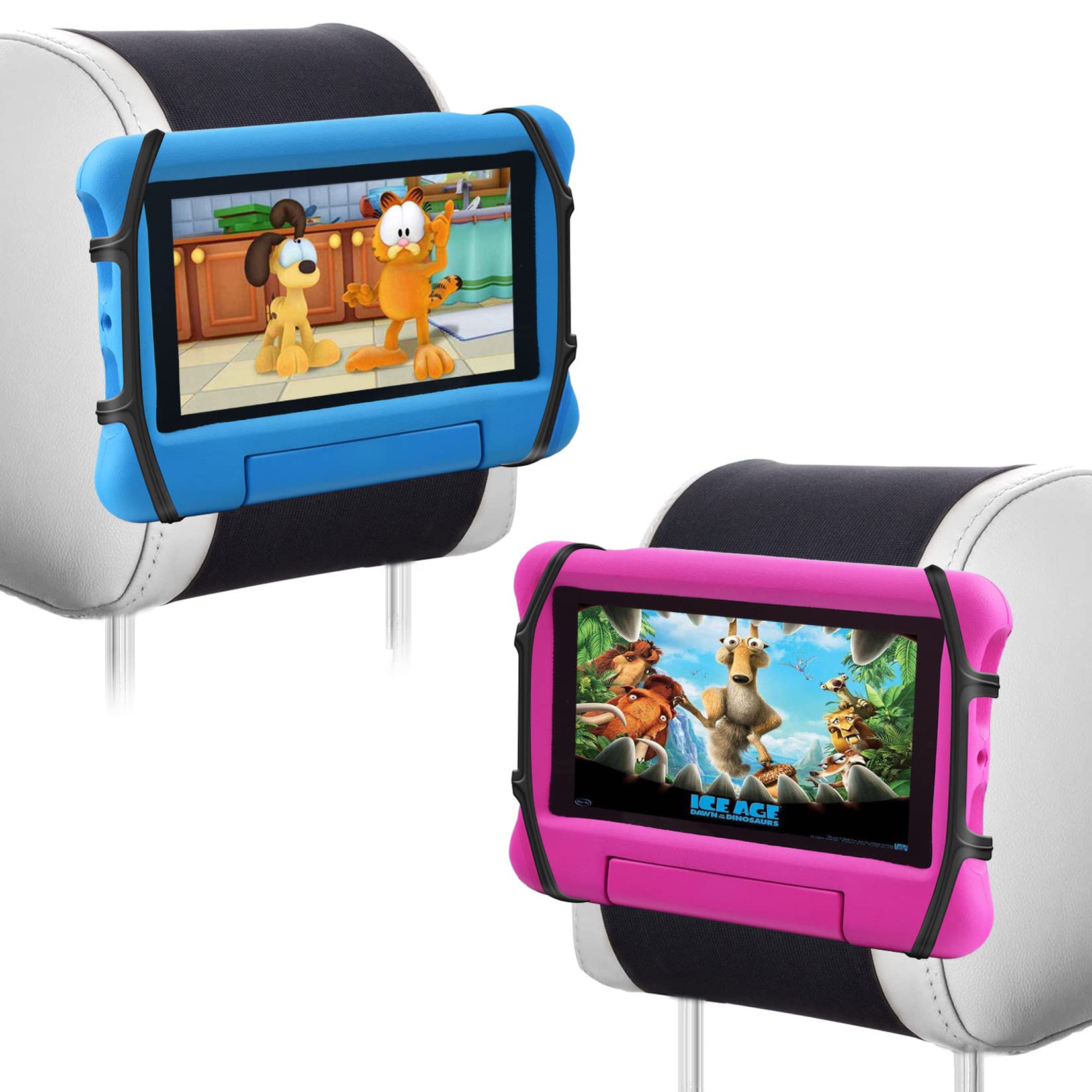 Afontoto Car Headrest Mount Silicon Holder, Universal Tablet Holder In Back Seats, Car Mount Angle Adjustable Car Headrest Holde