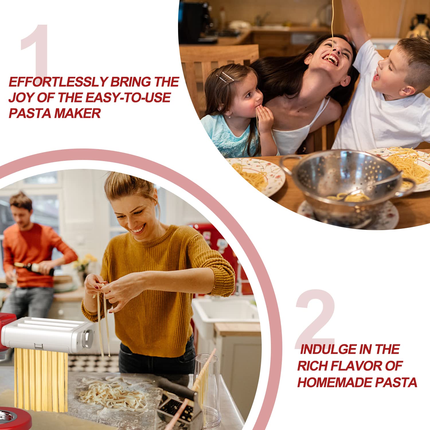 Pasta Maker Attachment For All Kitchenaid Mixers, Noodle Maker Kitchen Aid Mixer Accessories 3 In 1 Including Dough Roller Spagh