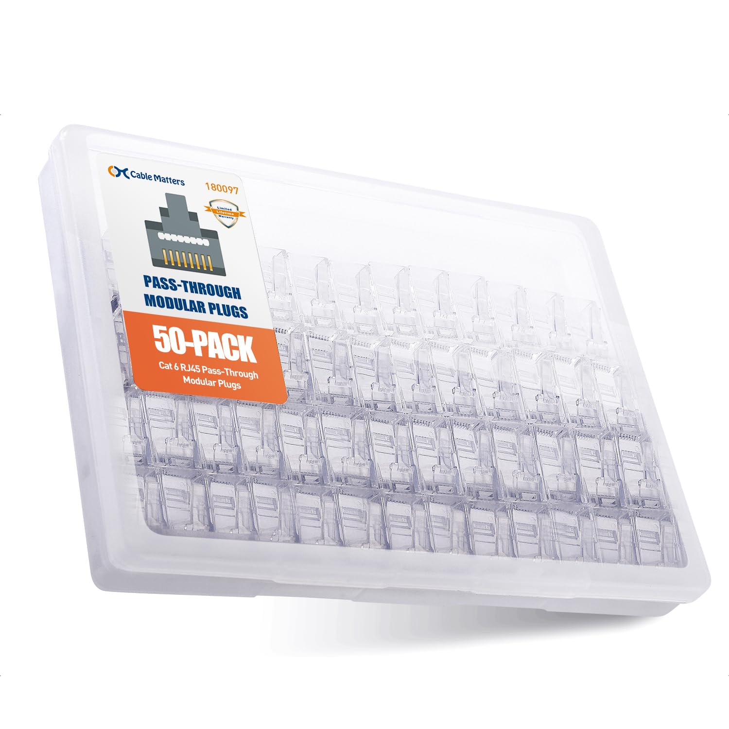 Cable Matters 50 Pack Cat 6 Pass Through Rj45 Connectors (Cat 6 Ends / Cat6 Connector / Rj45 Modular Plugs/Ethernet Plugs/Networ