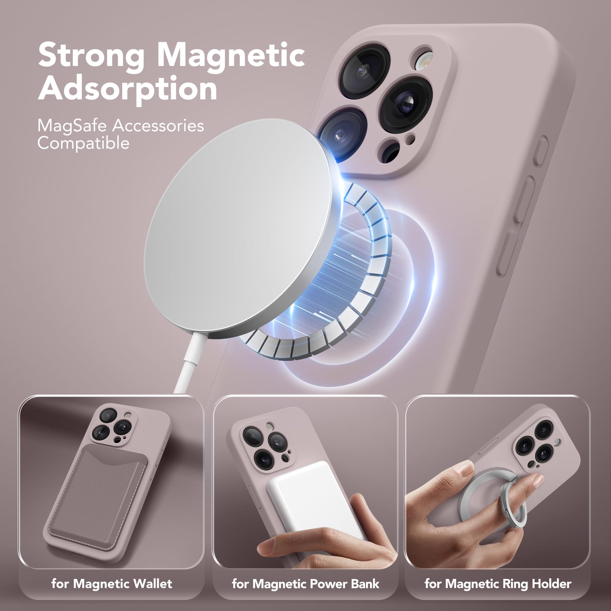 Suydanbox Magnetic For Iphone 14 Pro Max Case, Compatible With Magsafe, [Full Camera Protection][2 Screen Protectors] Silicone S