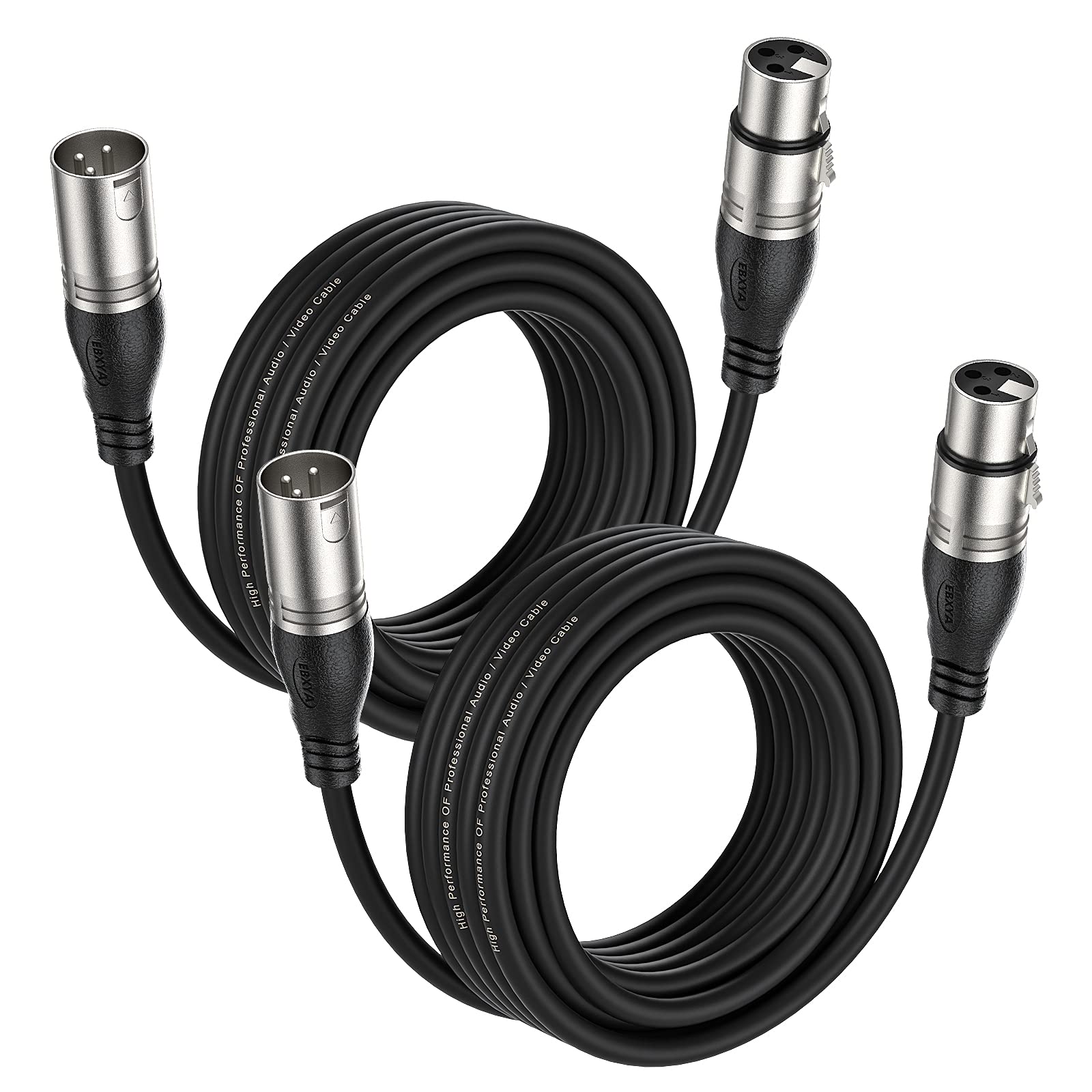 Ebxya Xlr Cable 10 Ft 2 Packs   Premium Microphone Cable Patch Speaker Cable 3 Pin Xlr Male To Female, Black