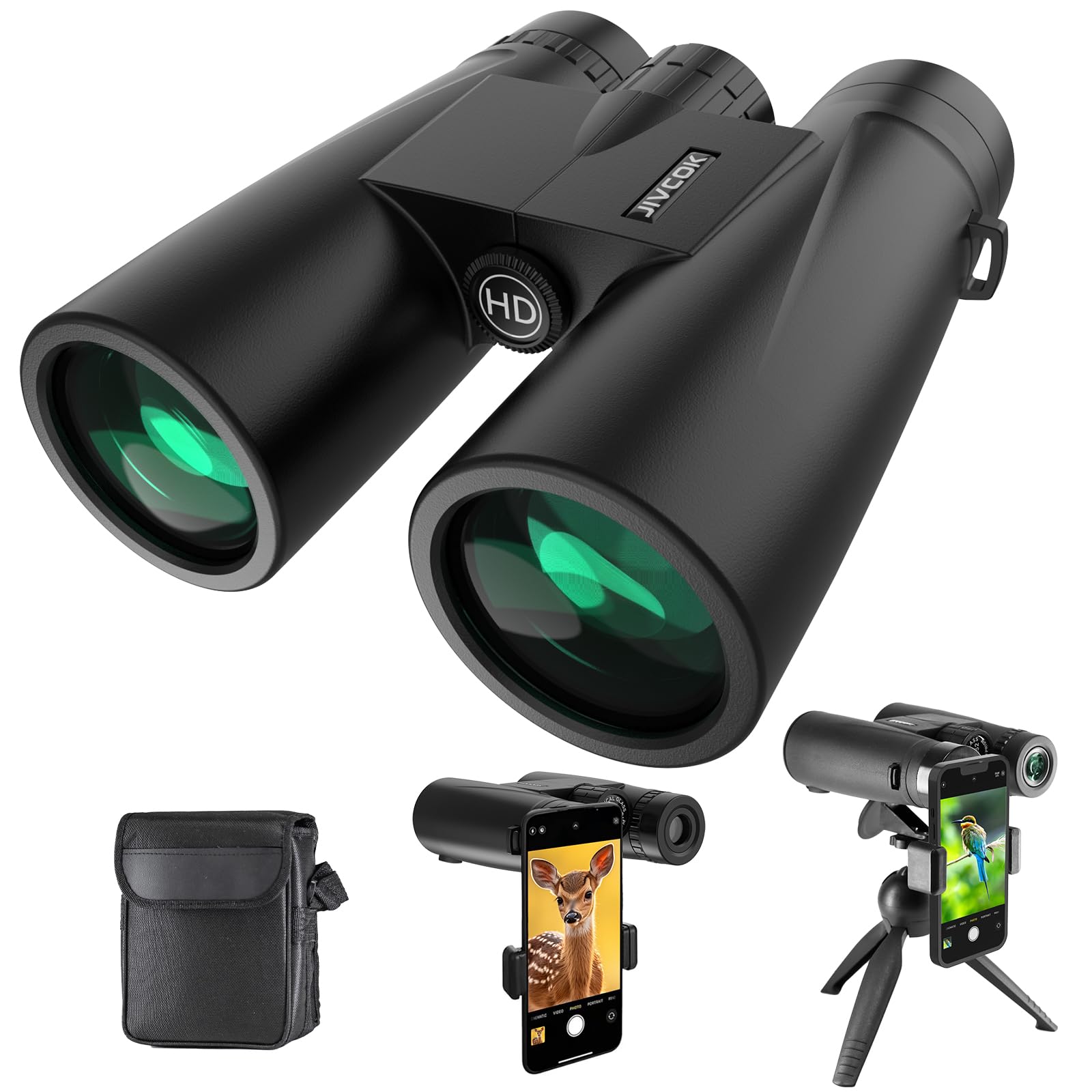 30x52 Binoculars for Adults - HD High Powered Binoculars with Phone Adapter and Tripod, Waterproof & Large View Telescope for Bi