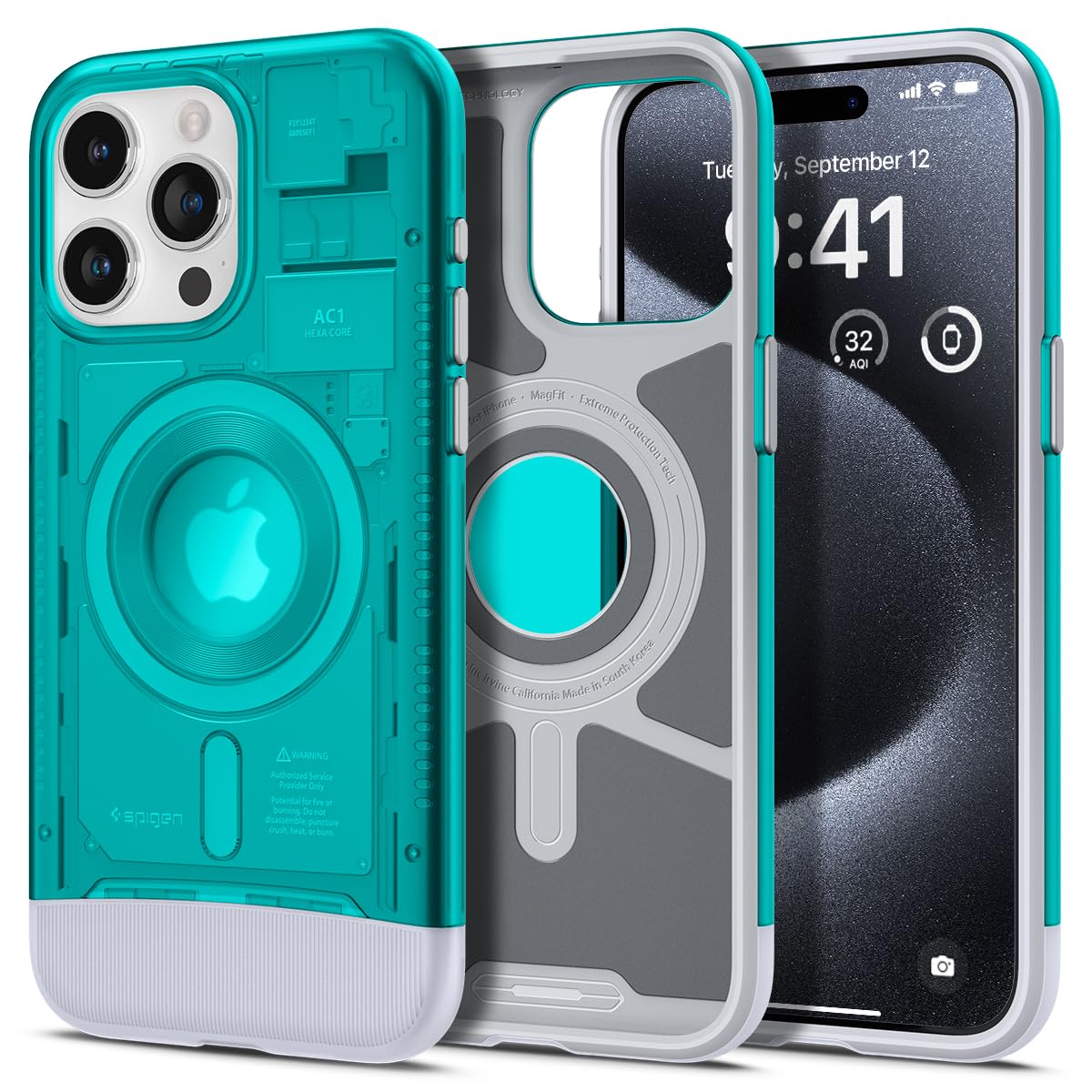 Spigen Magnetic Designed For Iphone 15 Pro Case, Classic C1 Magfit Military Grade Protection] Compatible With Magsafe (2023)   B