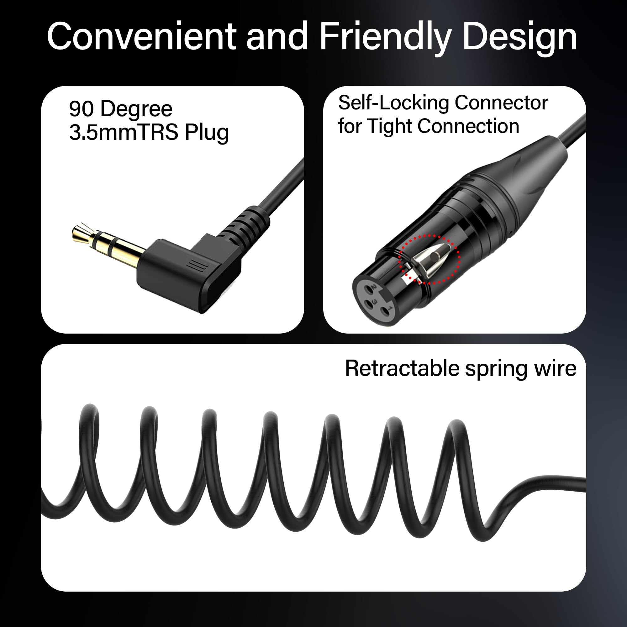 Jsadzkj Right Angle 3.5Mm To Xlr Aux Cable Coiled 1/8 Inch Jack Stereo To Xlr Female Cord Adapter 90 Degree Angle 3.5Mm To Xlr 9