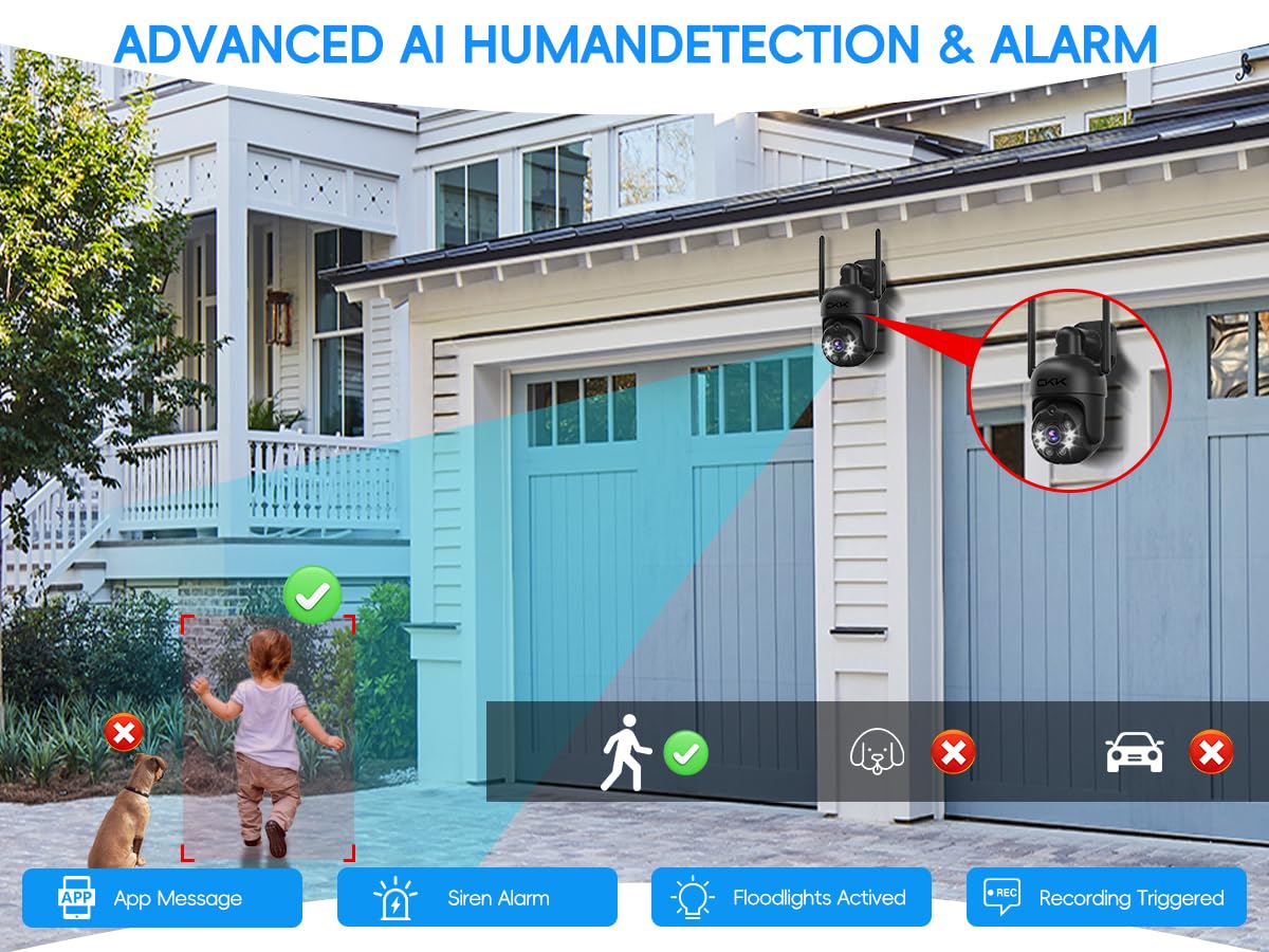 [3K, 360� View] 5Mp Wireless Security Camera System, 4Pcs 3K Ptz Cameras Outdoor Indoor, C102 Dual Wifi Surveillance System Nvr With 4Led Floodlights & Siren Alarm, 2 Way Audio,Motion Sensor,1Tb Hdd