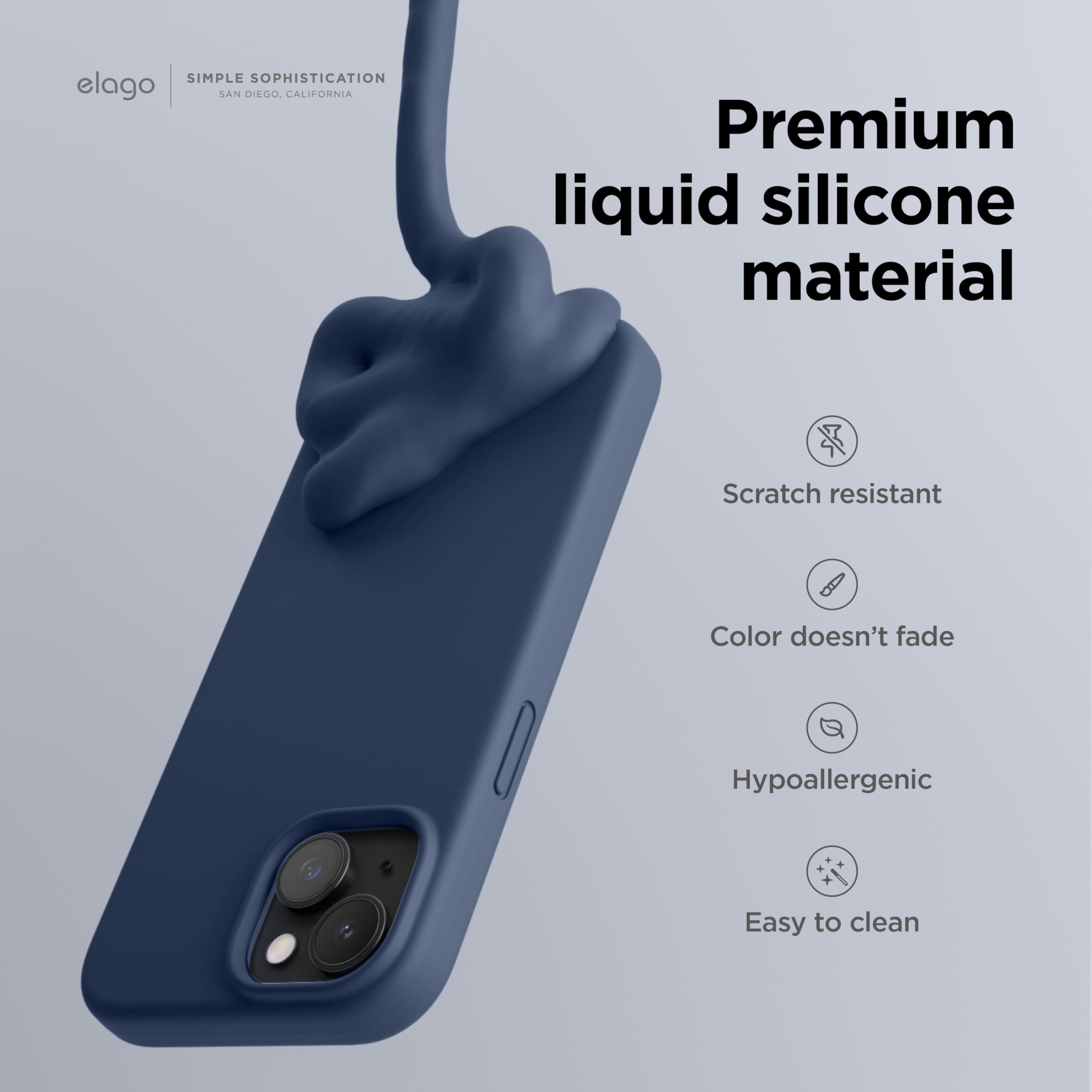 Elago Liquid Silicone Case Compatible With Iphone 15, Premium Silicone, Full Body Protection, Shockproof Structure With 4 Layers