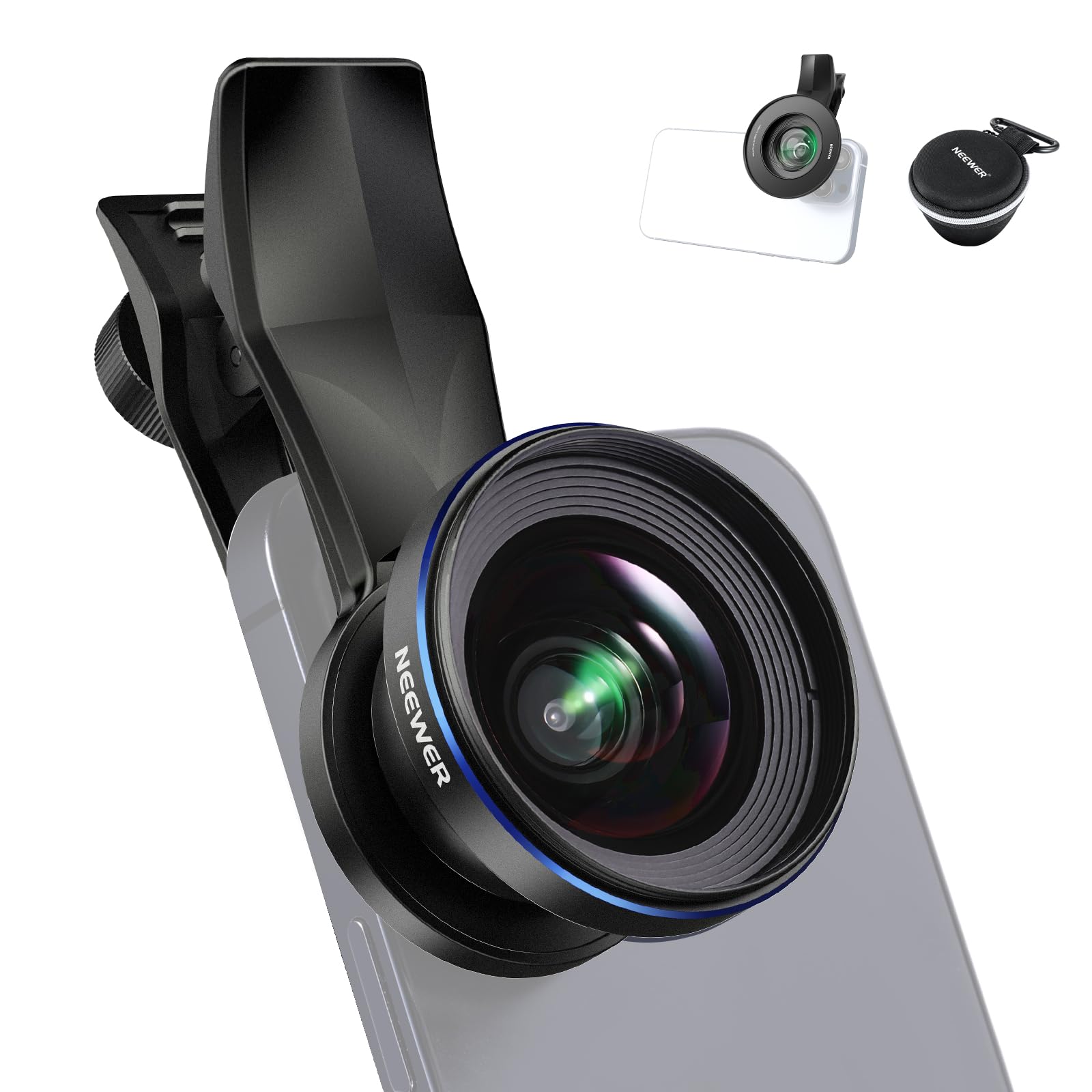 NEEWER 18mm Wide Angle Lens 0.5X Magnification with 17mm Thread Lens Clip & 67mm Filter Ring, Compatible with iPhone 17 16 15 An