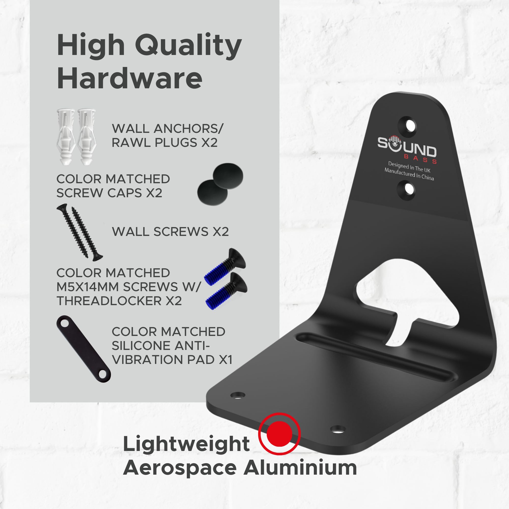 Era300 Wall Mount Bracket, Low Profile, Black, Single Unit, Compatible With Sonos Era 300 Speaker, Complete With All Fixing Hard
