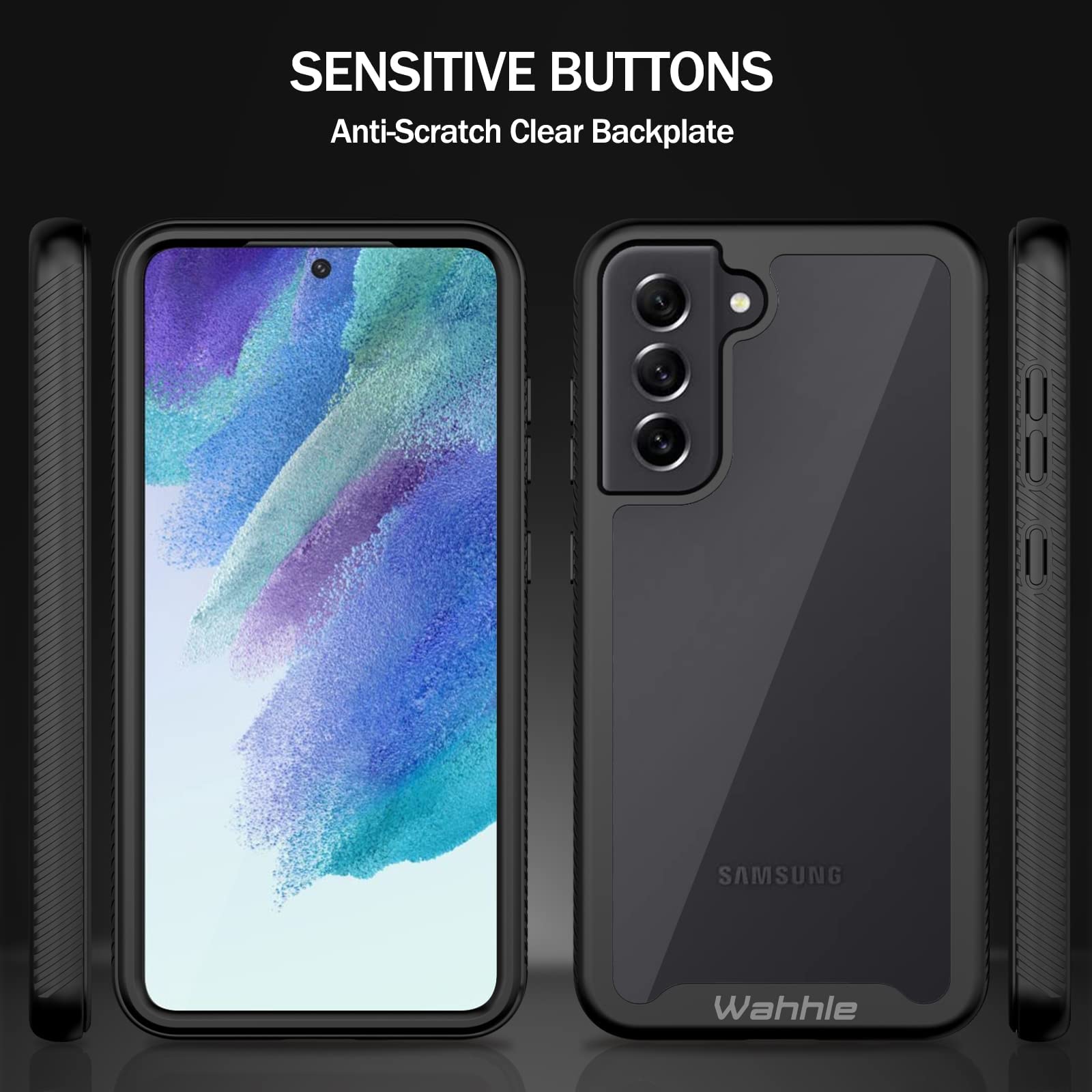 Wahhle Compatible With Samsung S21 Fe 5G Case, Built In Screen Protector Full Body Shockproof Slim Fit Bumper Protective Phone C