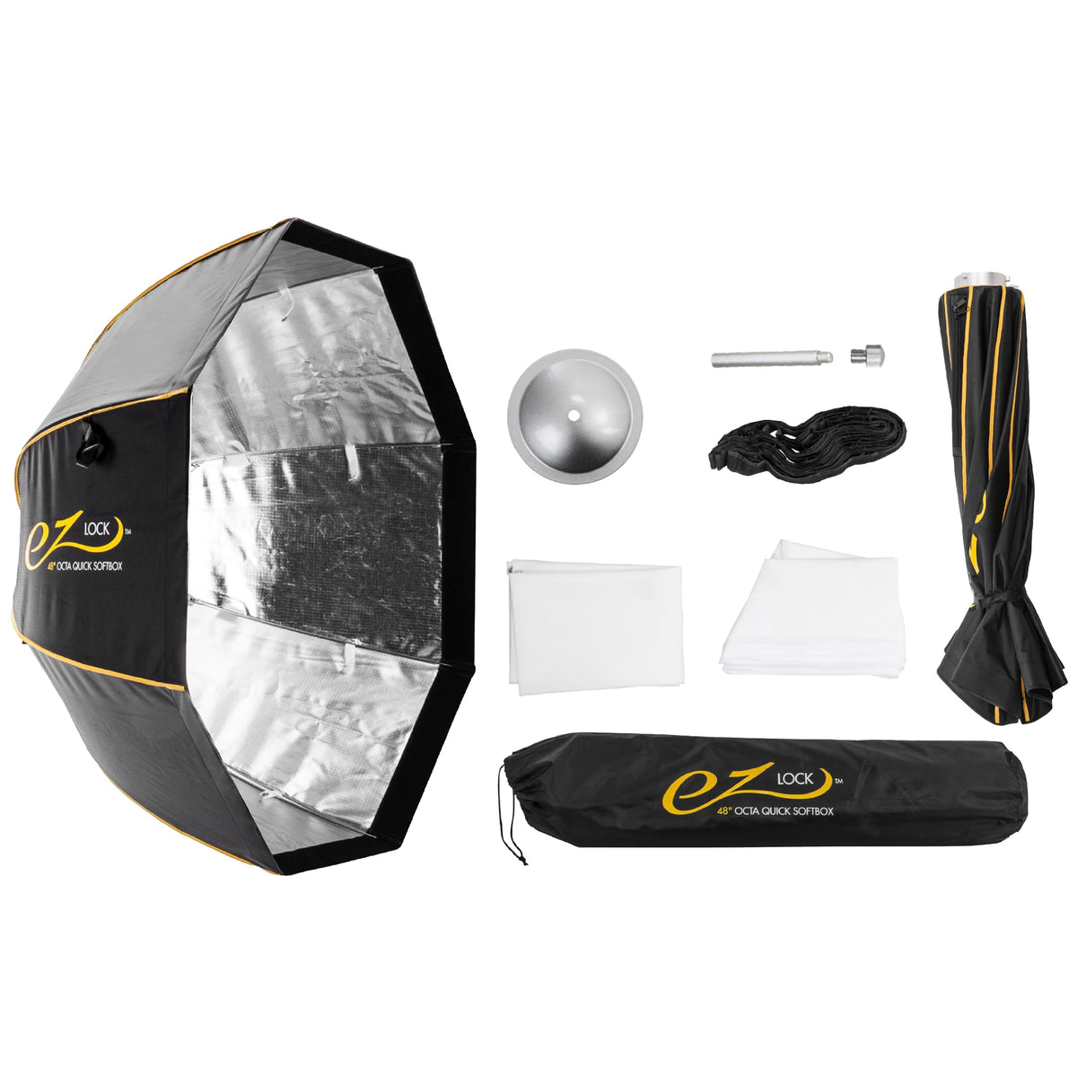 Glow EZ Lock 48' Octa Small Quick Softbox, Eight-Sided Parabolic Softbox Opens Up and Closes Down Easily, This Bowens Mount Softbox with Quick Speedring Swap is an Ideal Speedlight Soft Box