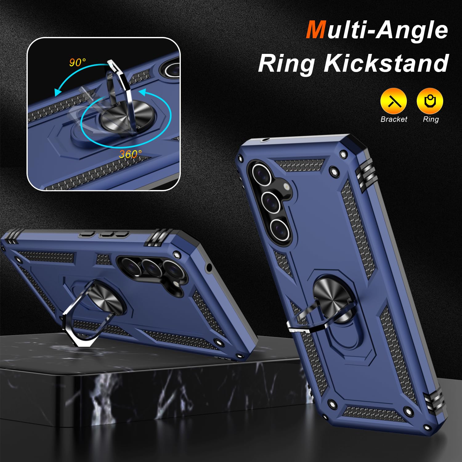 Lumarke For Galaxy A55 Case With Screen Protector,Pass 16Ft. Drop Tested Military Grade Protective Phone Cover With Magnetic Rin