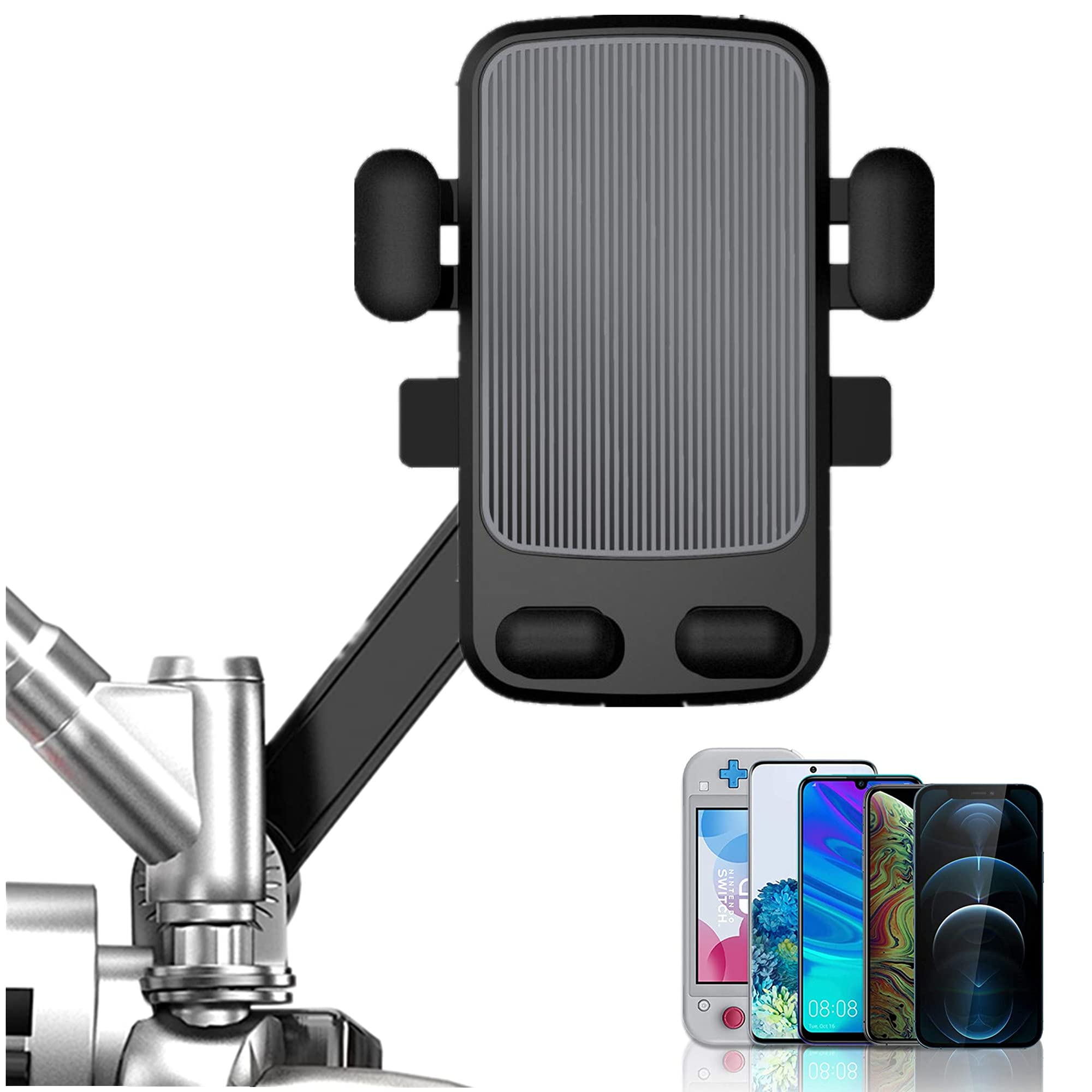Jtrf Motorcycle Phone Mount,Moped Atv Phone Mount For Bike Handlebars One Hand Operation Scooter Phone Universal Gps 360Rotation