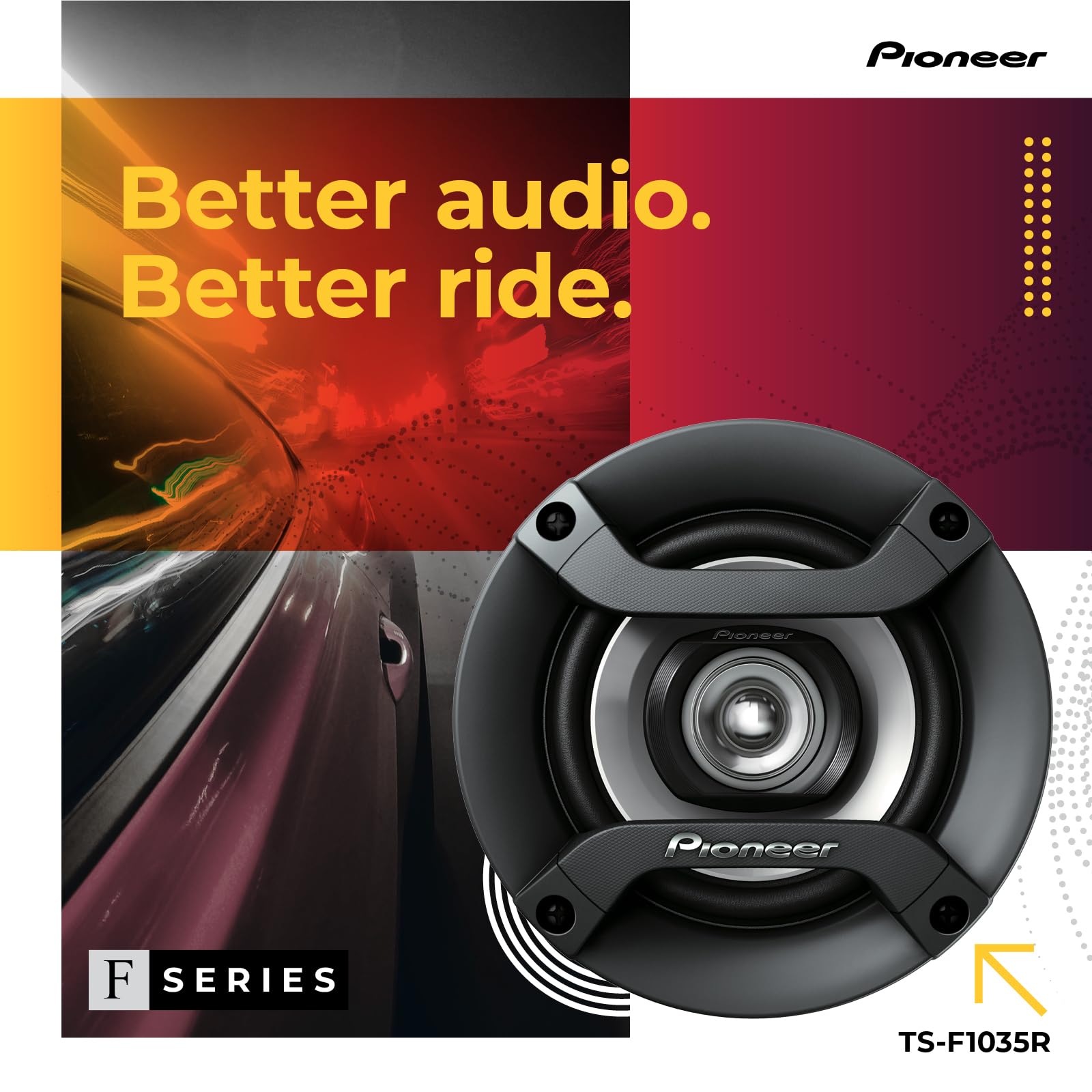 Pioneer Ts F1035R 2 Way Coaxial Car Audio Speakers   Full Range 4'' Round Speakers, 150W Max Power (Pair)