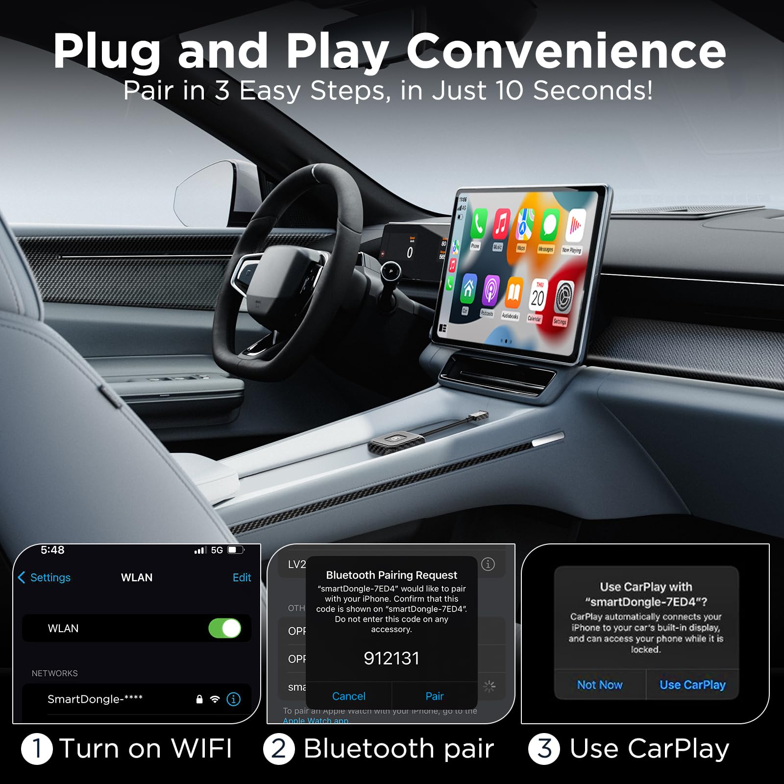 Itidu Wireless Carplay Adapter, 2023 Style For Apple Oem Wired Carplay, Convent Wired To Wireless Carplay Dongle For Car With Us