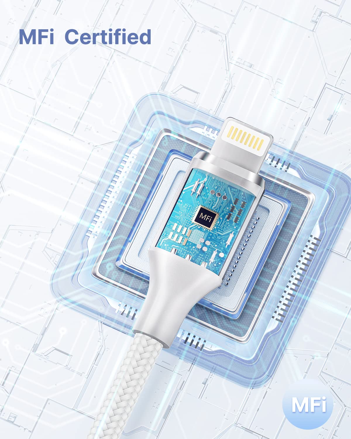 Aioneus Short Iphone Charger Cord 1Ft 2Pack, Apple Certified Usb A To Lightning Cable 1 Foot Nylon Braided Short Iphone Cable Fa