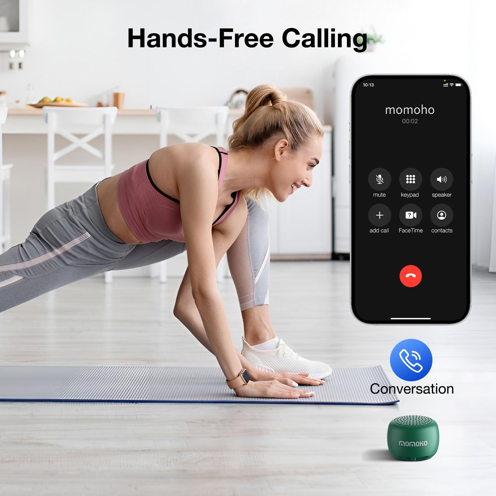 Momoho Mini Bluetooth Speaker Wireless With Remote Shutter, Multi Functional Tws Pairing Bluetooth Speaker, Built In Mic, Portab