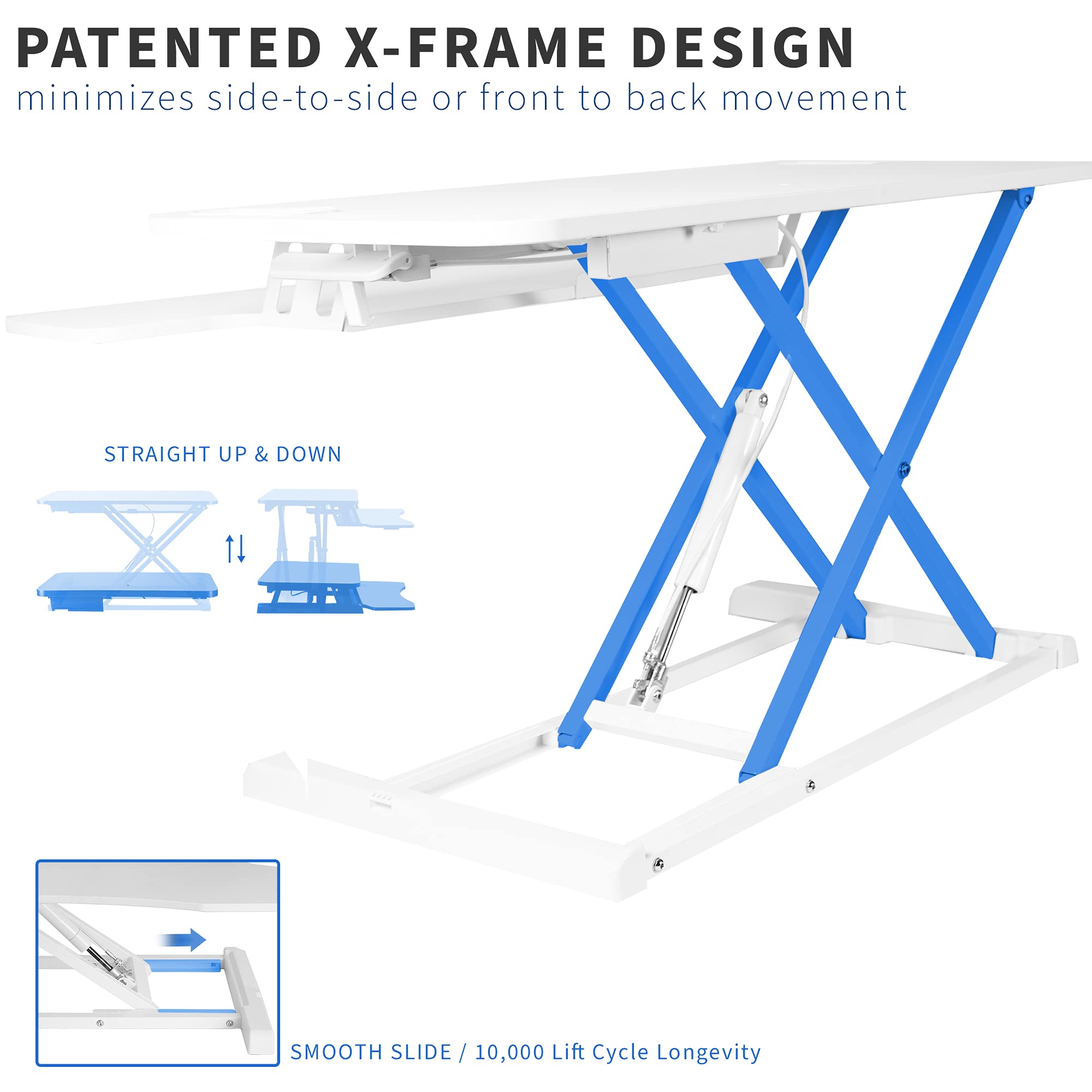 VIVO 38 inch Desk Converter, K Series, Height Adjustable Sit to Stand Riser, Dual Monitor and Laptop Workstation with Wide Keyboard Tray, White, DESK V037KW