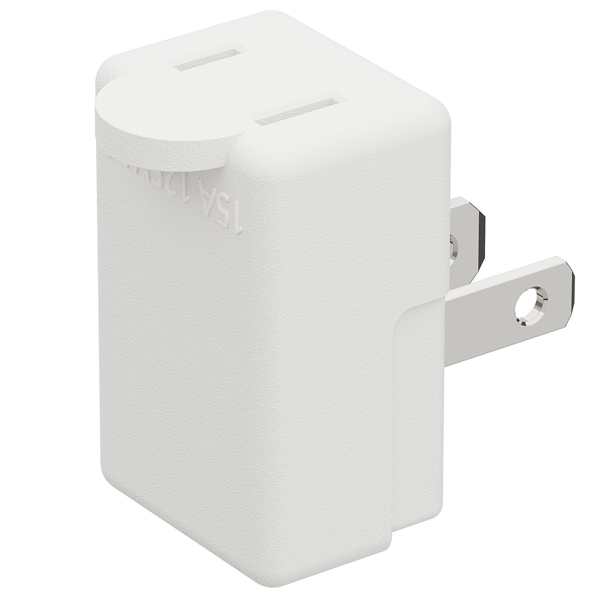 90 Degreen 2 Prong Adapter, Plugrand Up Angled Nema 1 15P To 1 15R Up Angled Adapter, Us 2 Pin Adapter Pa 0507 White Color