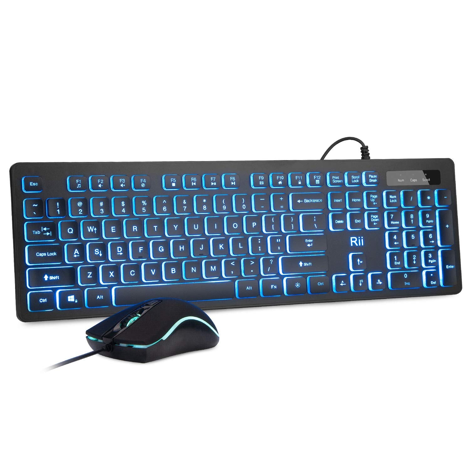Rii Three Colors Backlit Business Keyboard,Gaming Keyboard And Mouse Combo,Usb Wired Keyboard,Rgb Optical Mouse For Gaming,Busin