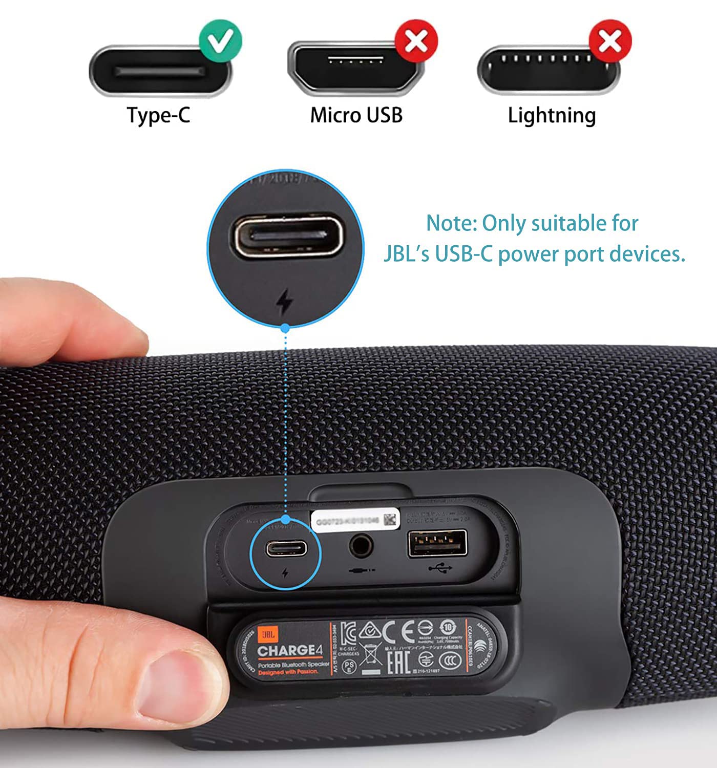 Usb Power Charger Charging Cable Cord Compatible With For Jbl Charge 4, Charge 5, Jbl Flip 5, Jbl Pulse 4 Clip4, Jrpop, Enduranc