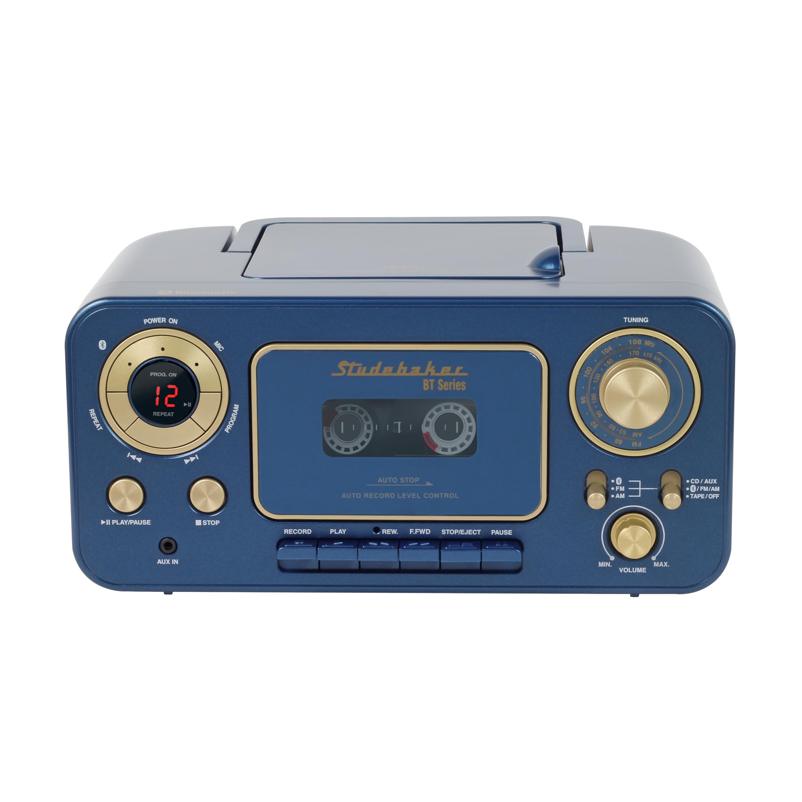 Portable Stereo Cd Player With Bluetooth, Am/Fm Stereo Radio And Cassette Player/Recorder (Blue)