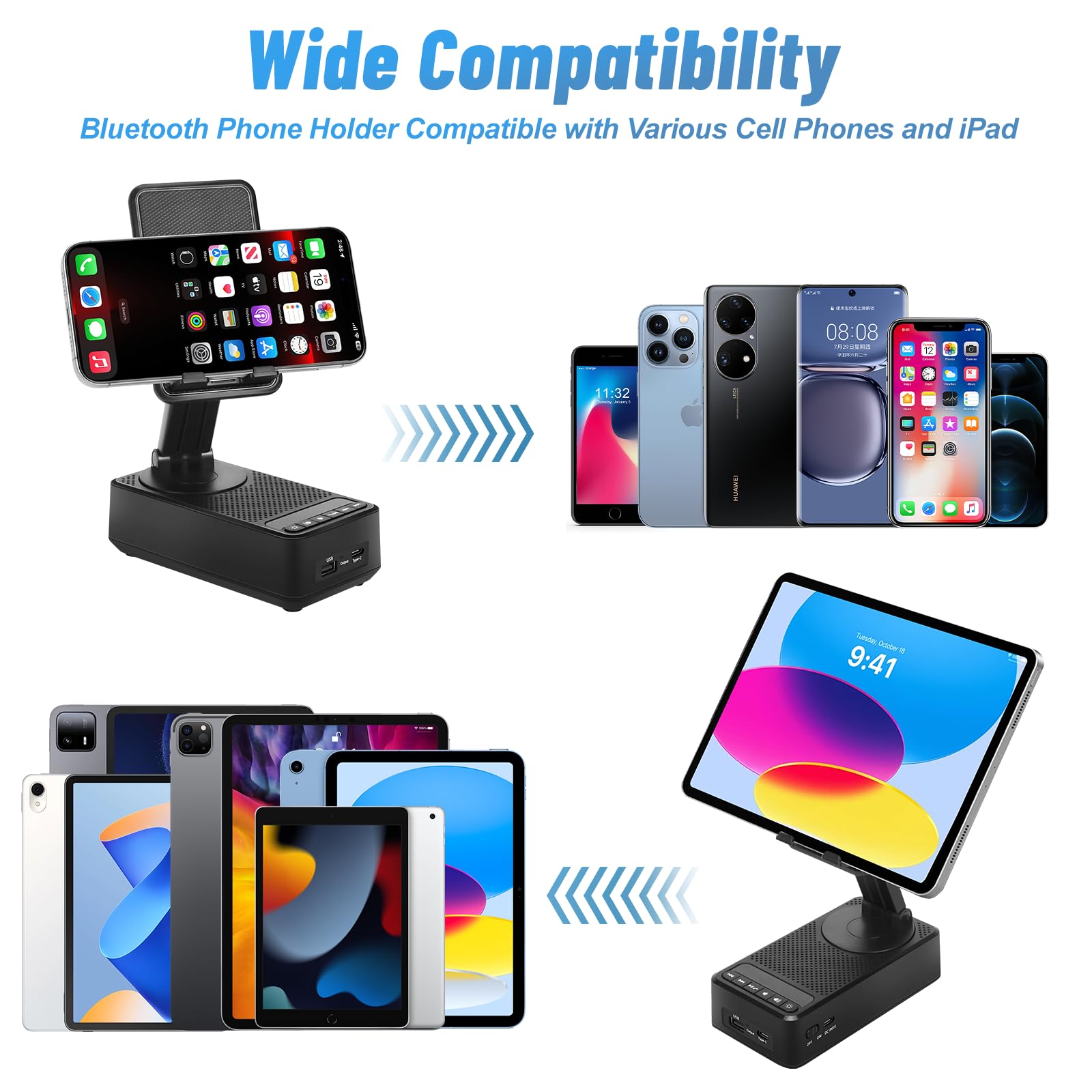Toiysyy Cell Phone Stand With Bluetooth Speaker, Multi Angle 360 Degree Rotating, Hd Sound, Non Slip Base Gifts For Men/Women/Bo