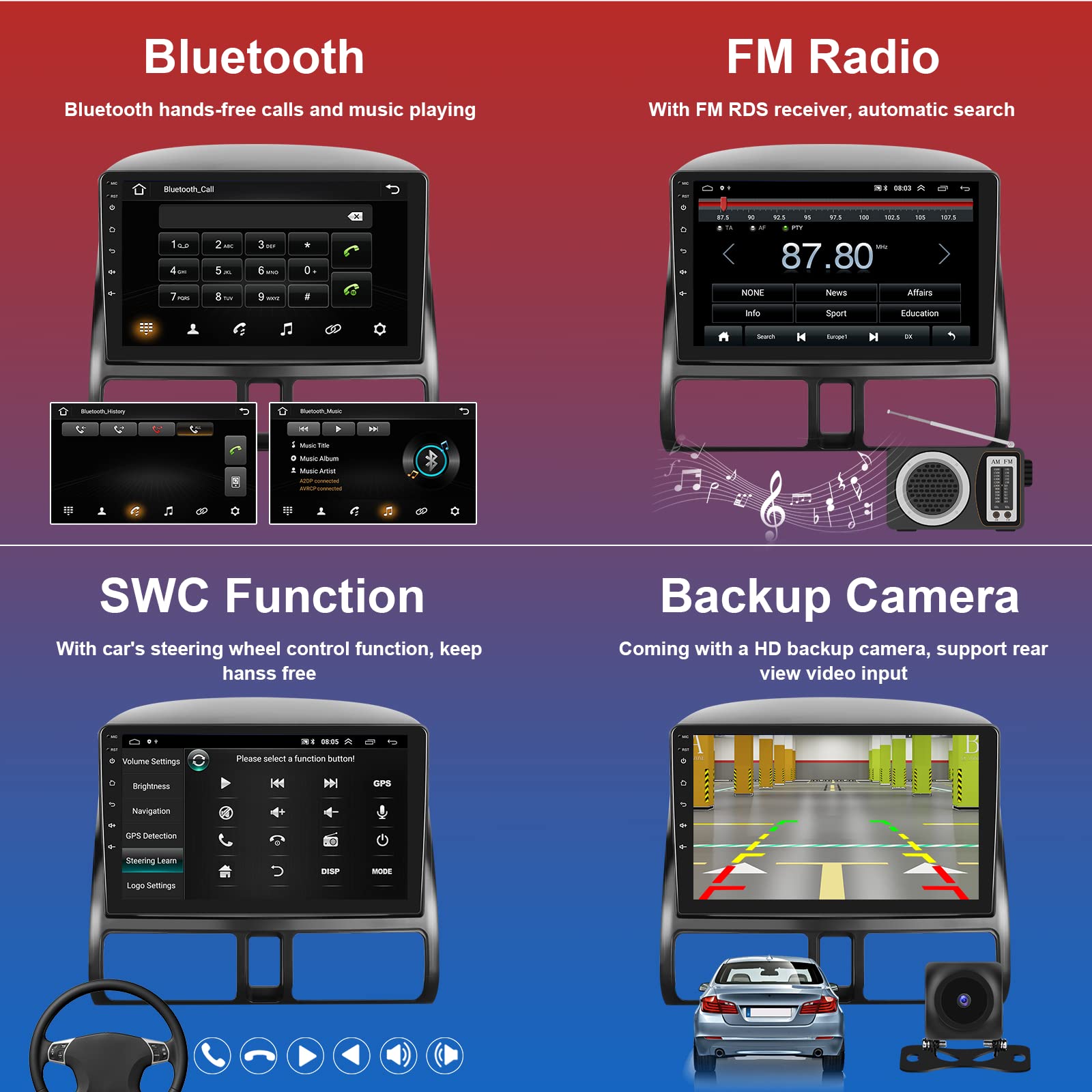 [2G+64G] Wireless Carplay Radio For Honda Crv 2002 2006 With Android Auto, 9 Inch Touch Screen Android Stereo With Gps Navigatio