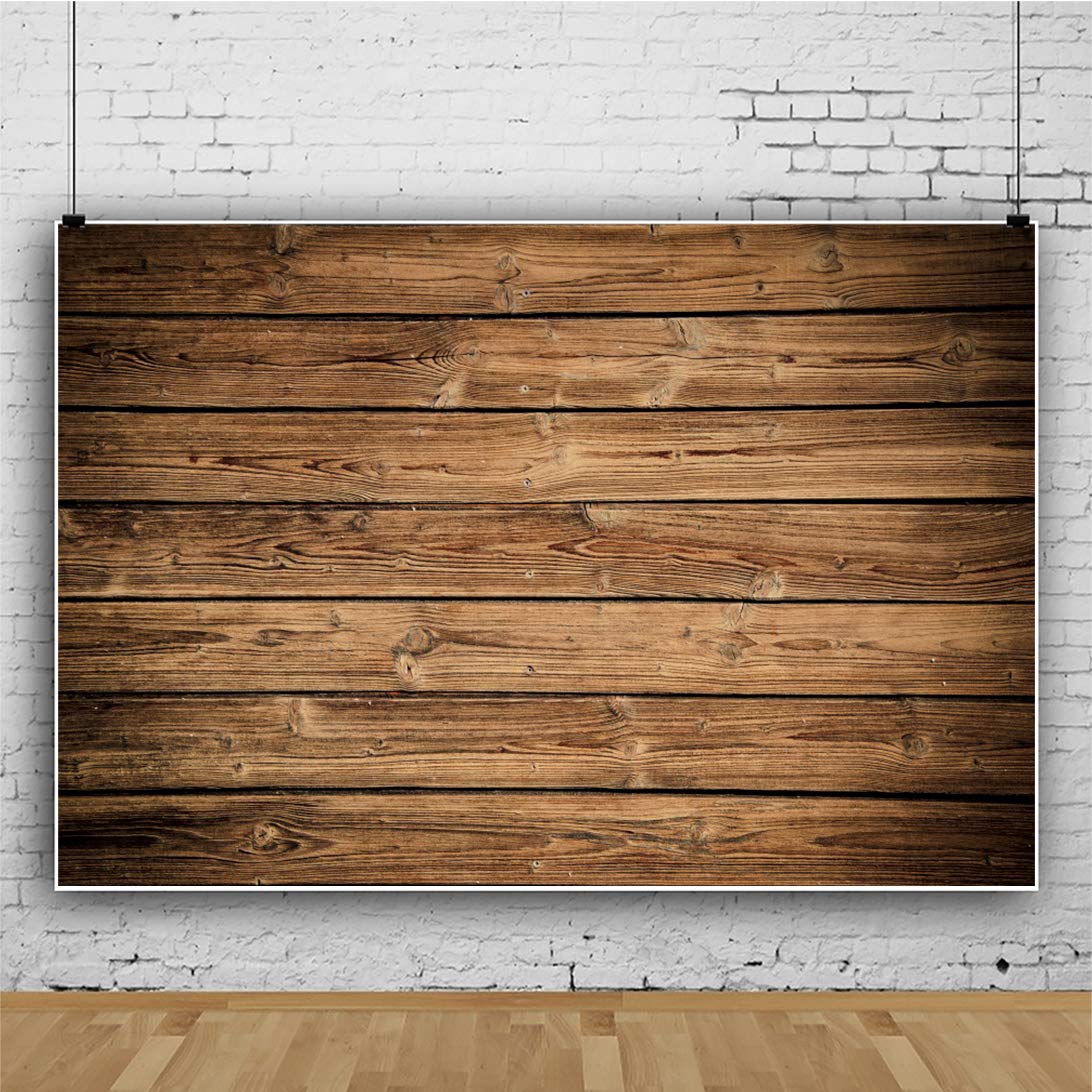 Ofila Wood Backdrop For Photography 7X5Ft Vinyl Brown Wood Backdrop Rustic Wooden Wall Backdrop Country Wood Photo Backdrop Birt