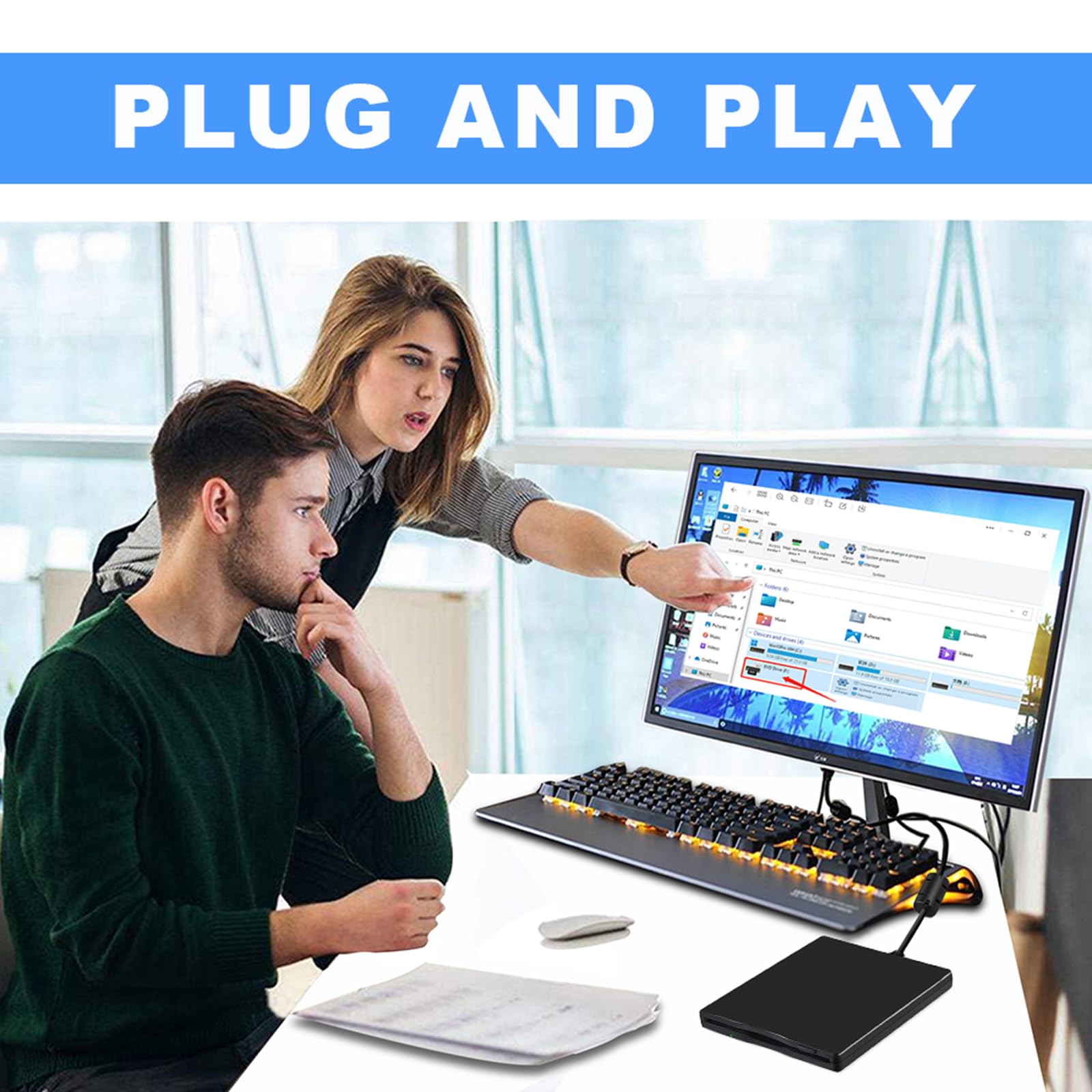 Floppy Disk Reader Plug And Play External Floppy Disk Reader Usb 3.5 Inch Usb Floppy Disk Reader 1.44 Mb Fdd Portable Floppy Dis