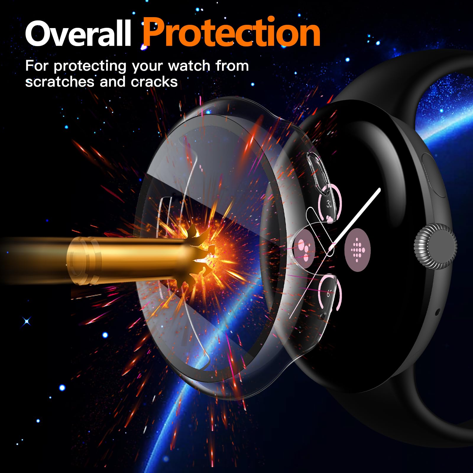 Misxi 2 Pack Hard Pc Case Compatible With Google Pixel Watch 3 (2024) 45Mm, Easy Installation Lightweight Ultra Thin Protective