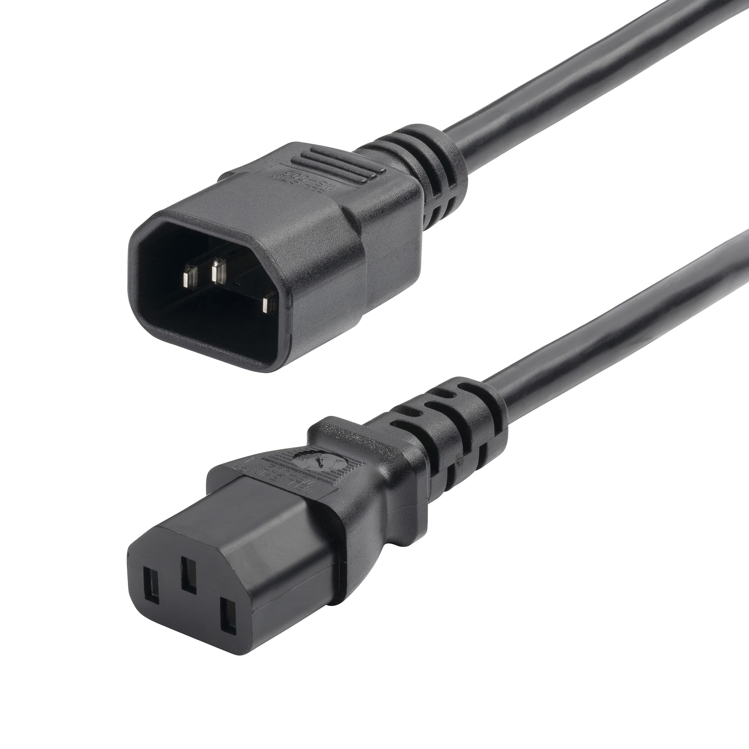 StarTech.com 2ft (60cm) Power Extension Cord, IEC 60320 C14 to C13 PDU Power Cord, 10A 250V, 18AWG, AC Power Cable for PDU/Power