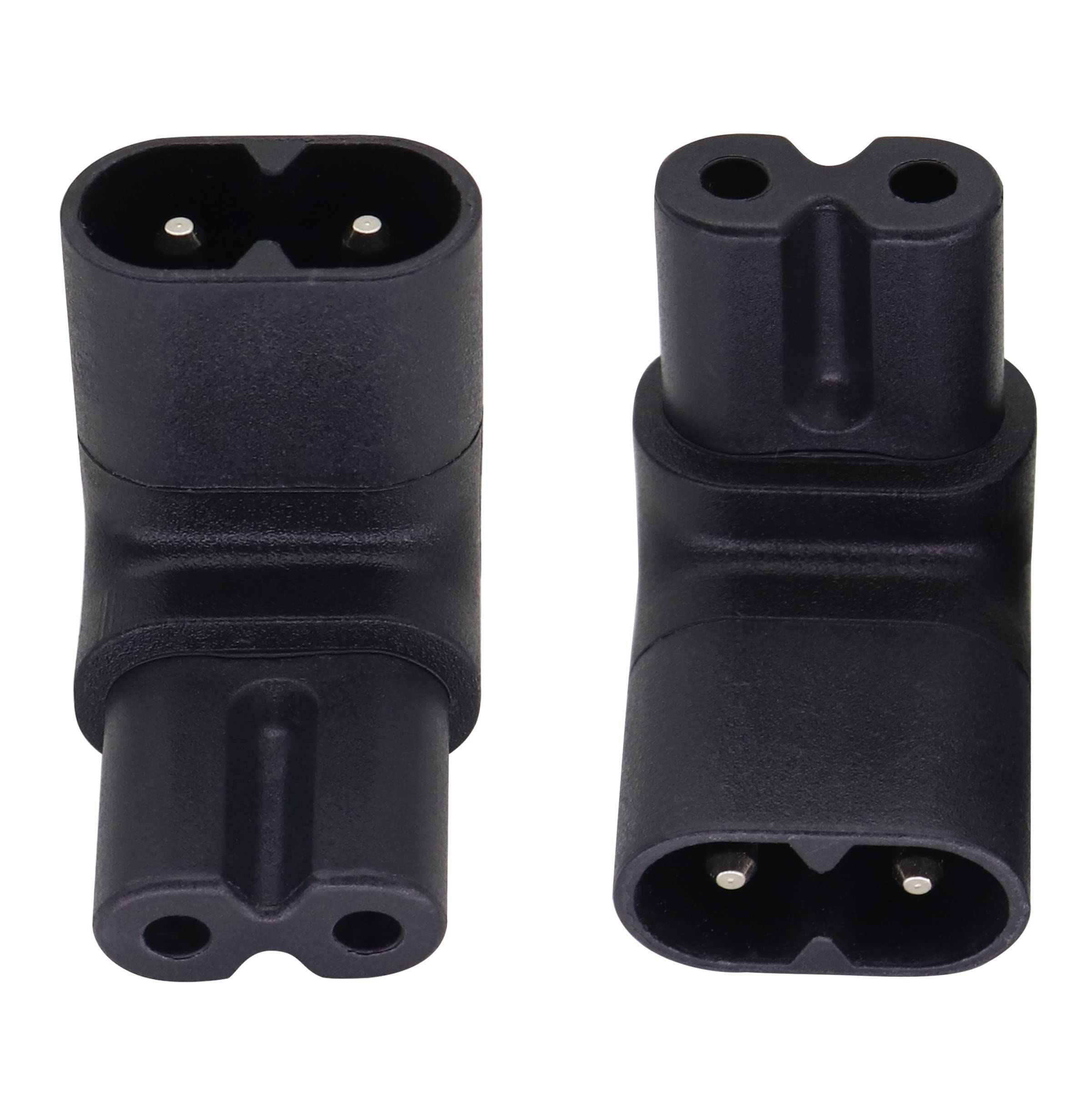 Aaotokk(2 Pack Right Angle Iec320 C8 To C7 Ac Adapter 2.5A 250V Up&Down 90 Degree Figure 8 Female To Male Ac Power Extender Iec