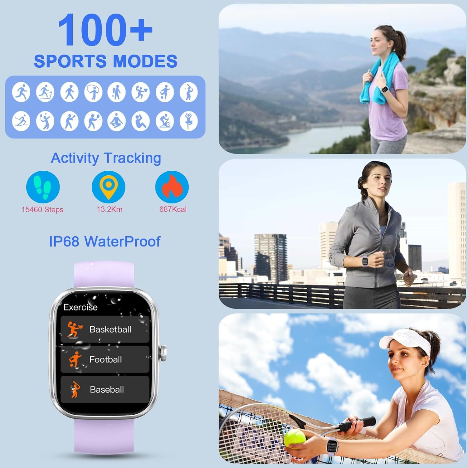 Smart Watch, 1.91 ''Smartwatch For Men Women (Answer/Make Call), Fitness Tracker With 100+ Sport Modes, Ip68 Waterproof, Heart R