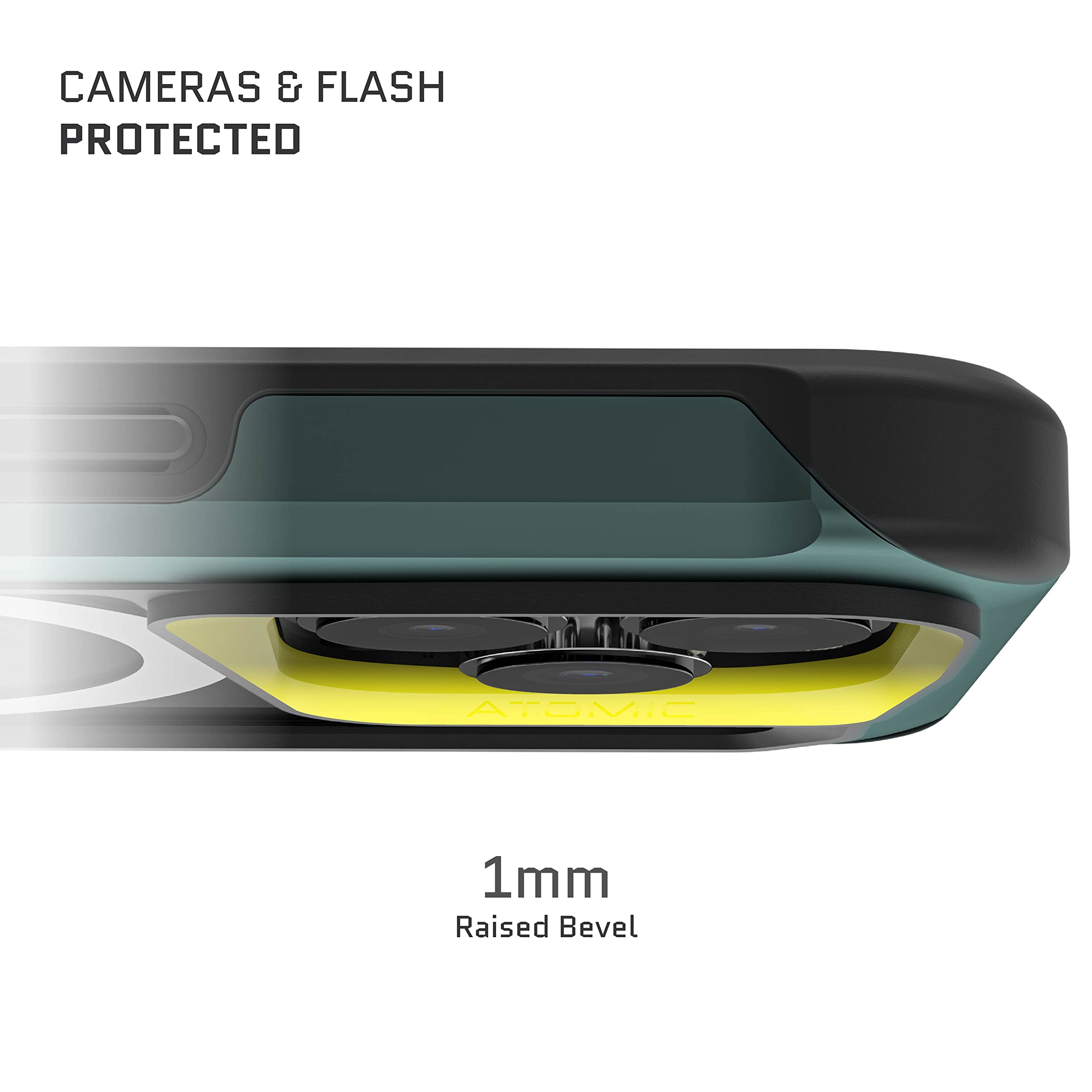 Ghostek Atomic Slim Iphone 14 Case Green With Clear Magsafe Magnetic Ring Back Wireless Charging Compatible Tough Military Grade