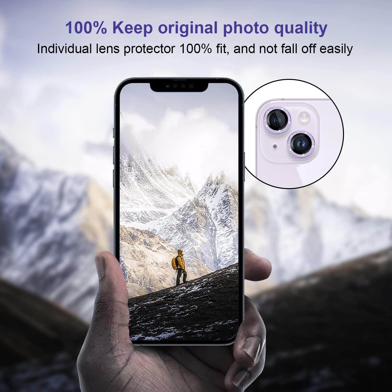 Jeluse 2X2 Pack Camera Lens Protector For Iphone 14 Plus For Iphone 14, 9H Tempered Glass Screen Protector Cover [Alignment Kit