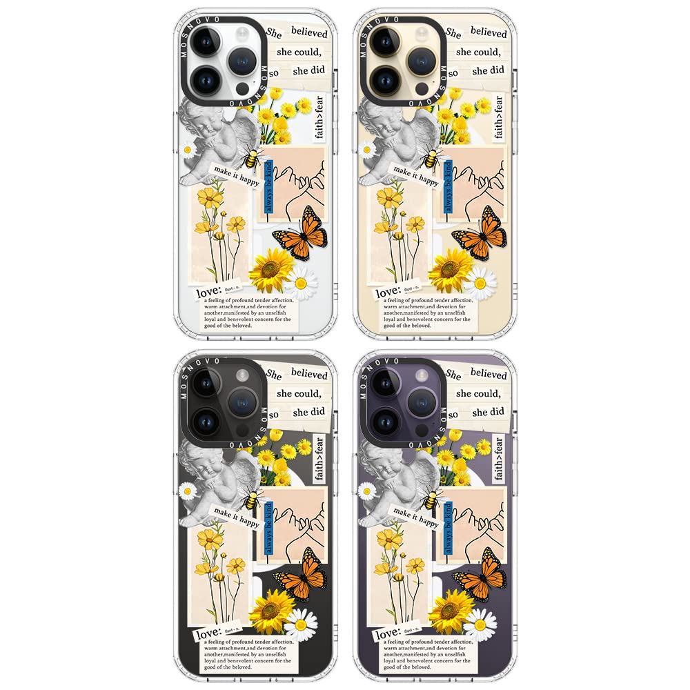 MOSNOVO iPhone 14 Pro Max MagSafe Compatible Buffertech Shockproof Plastic Phone Case Collage Art