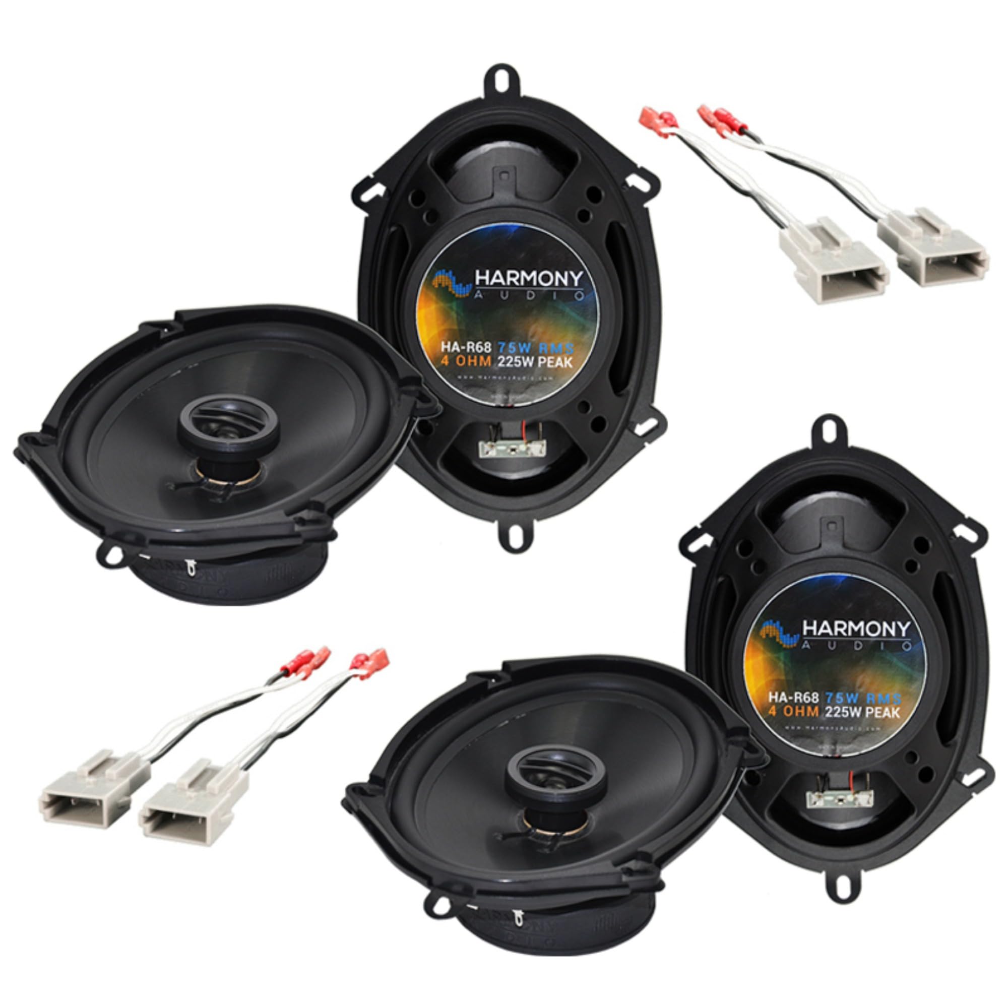 Harmony Audio Bundle Compatible With 1997 2003 Ford F 150 (2) Ha R68 5X7 6X8 New Factory Speaker Replacement Upgrade Package 225W Speakers With Ha 725512 Factory Speaker Replacement Harness