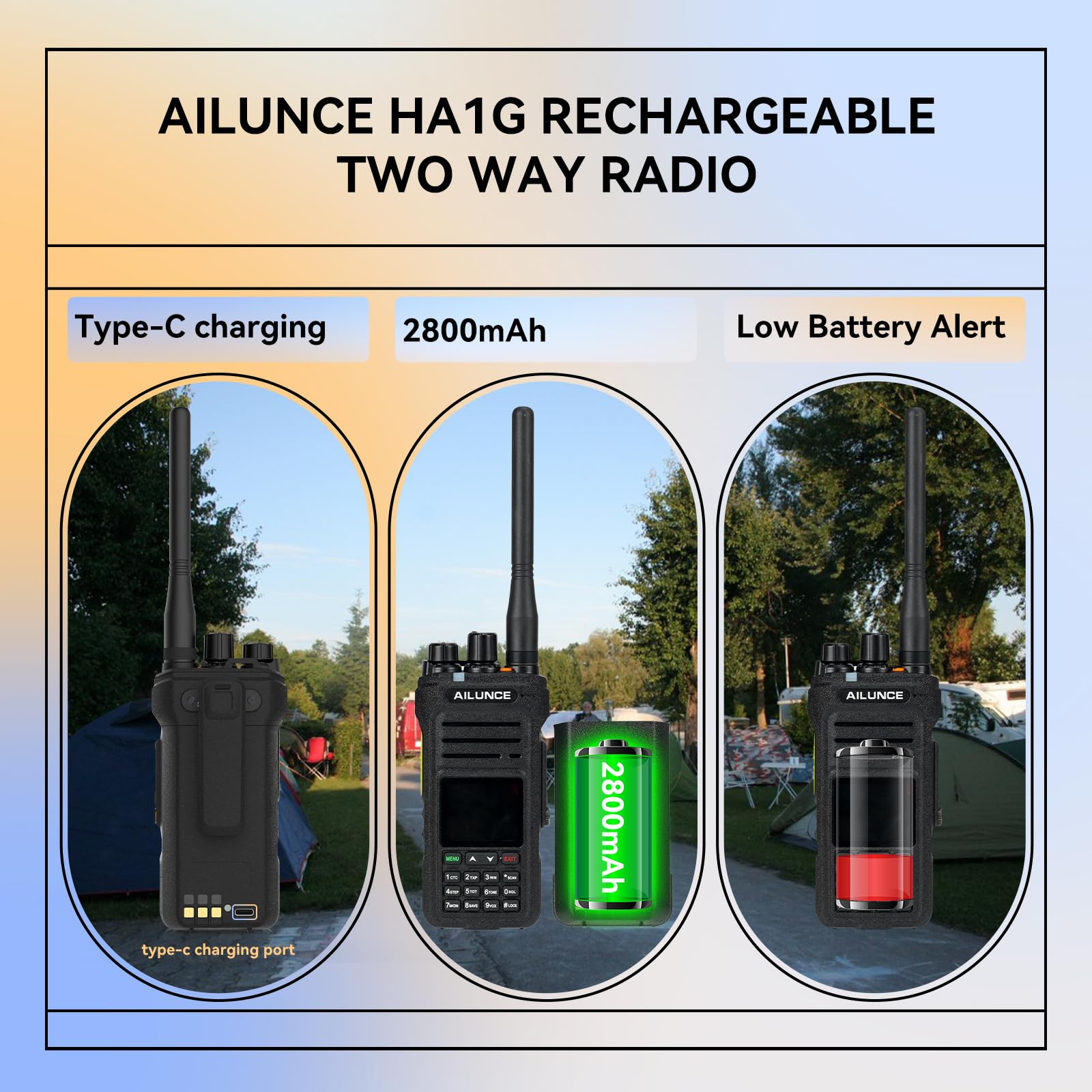Retevis Ailunce Ha1G Gmrs Radio, Gmrs Handheld Radio, Ip67 Waterproof, Noaa, 2800Mah Usb C Charging Long Range Walkie Talkies For Outdoor(2 Pack)