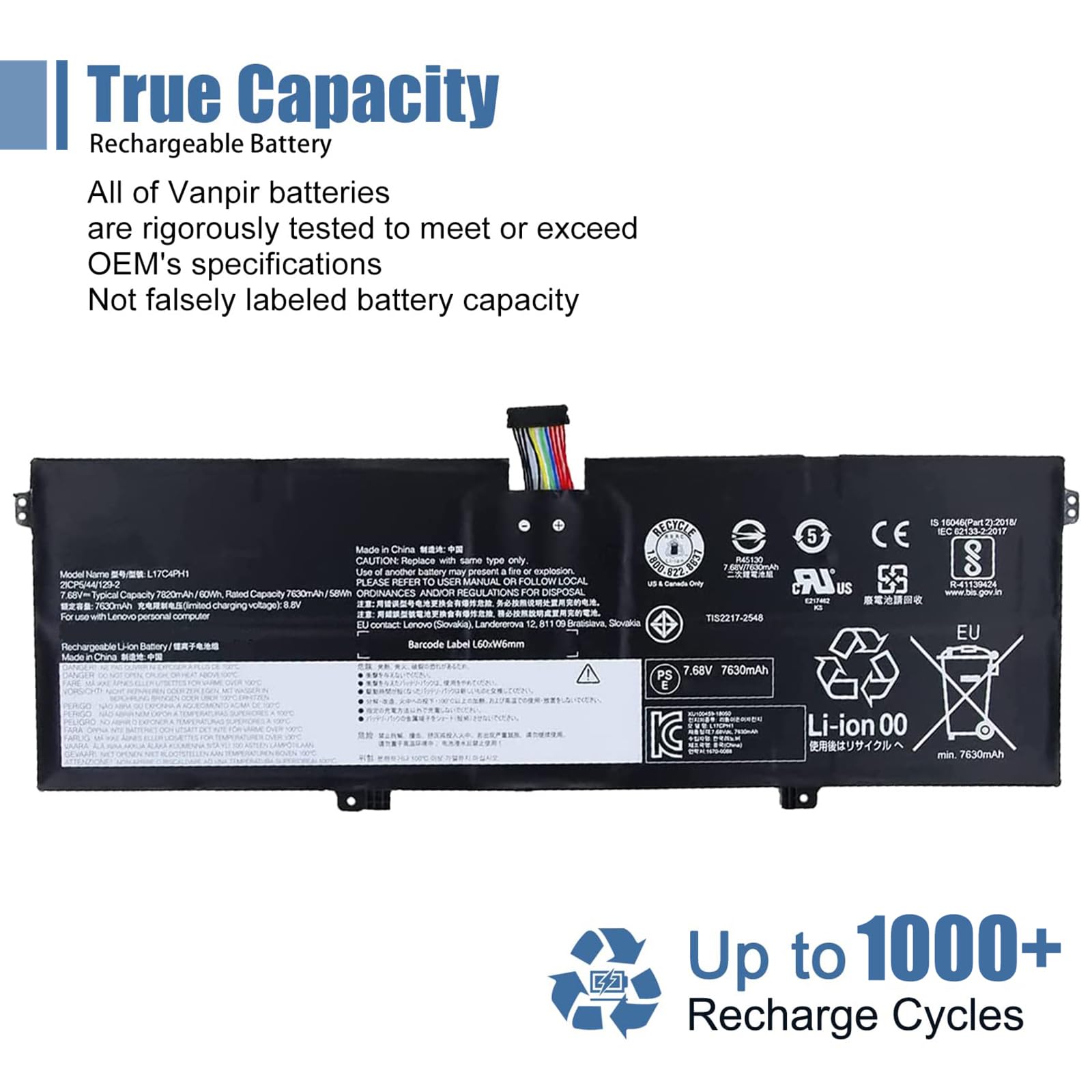 Vanpir L17C4Ph1 Laptop Battery Compatible With Lenovo Yoga C930 13Ikb Yoga C930 13Ikb Glass Series Notebook L17M4Ph1 5B10Q82426