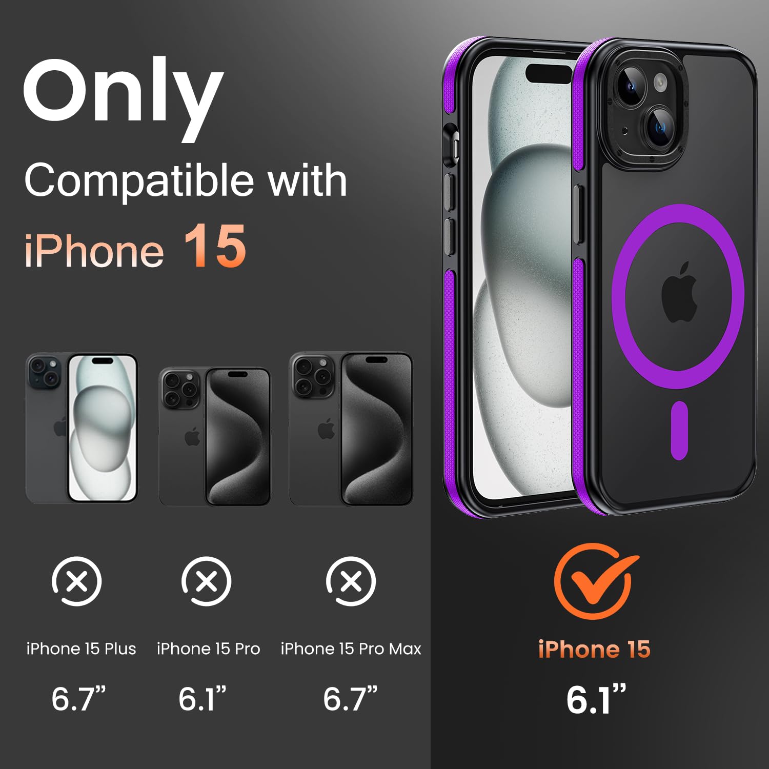 Yzoiko Strong Magnetic For Phone 15 Case [10Ft Military Grade Protection] Compatible With Fit Magnetic Shockproof Slim Thin Cove