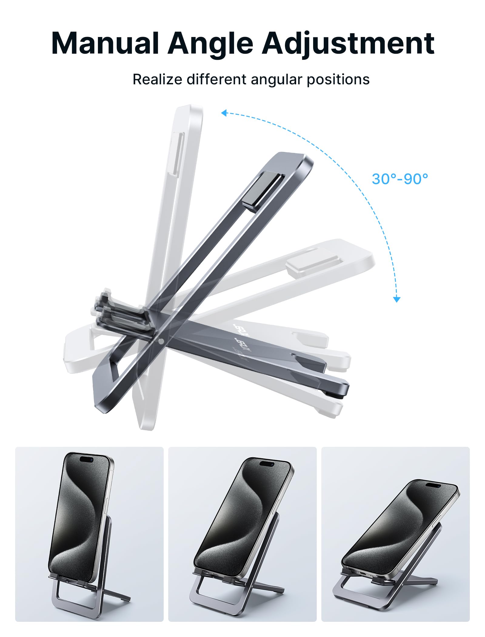 Jsaux Cell Phone Stand, Foldable Aluminum Adjustable Phone Holder For Desk Portable Travel Essentials Office Accessories For Iph