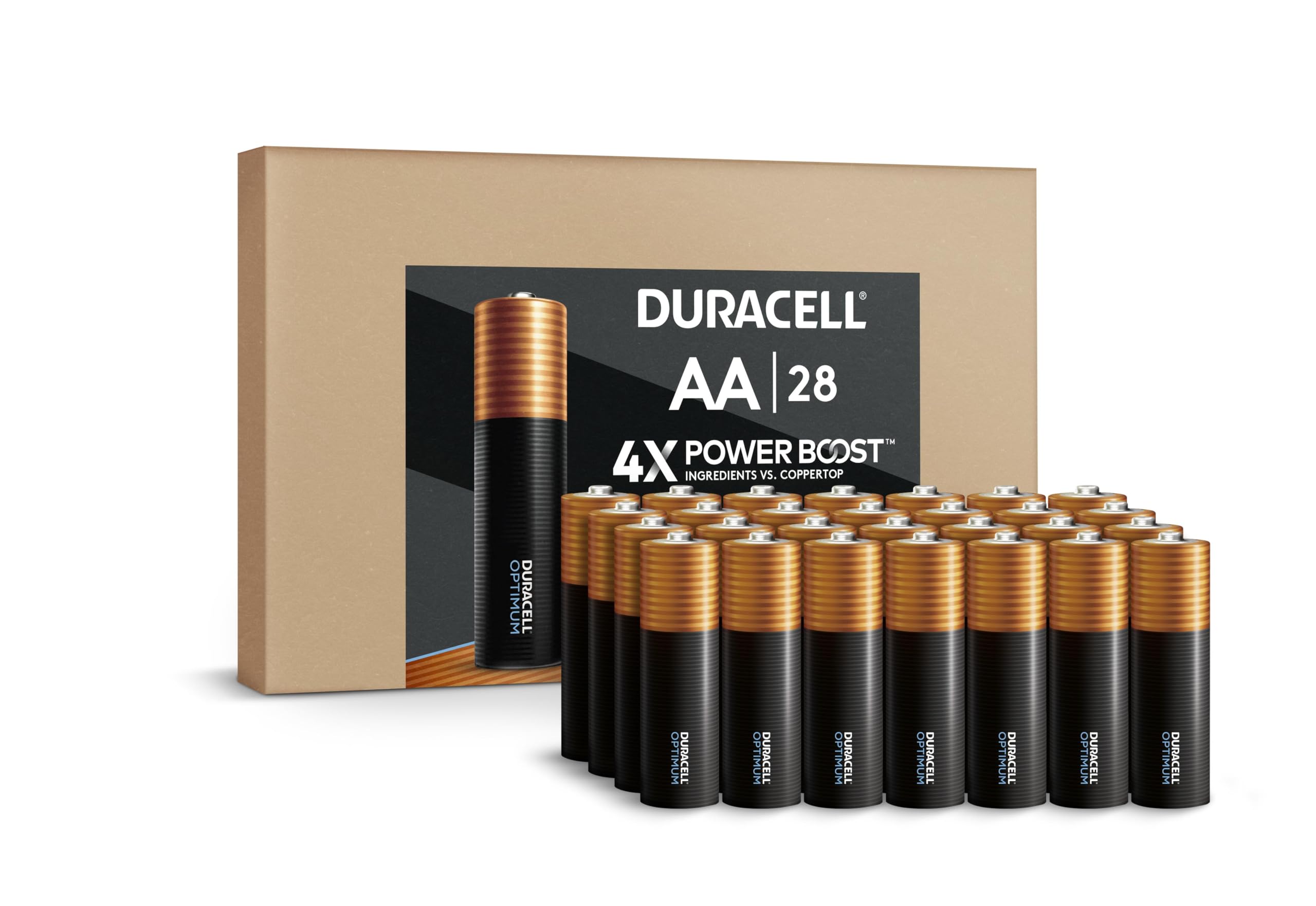 Duracell Optimum Aa Batteries With 4X Power Boost Ingredients, 28 Count (Pack Of 1), Re Closable Pack For A Quick, Easy Access A