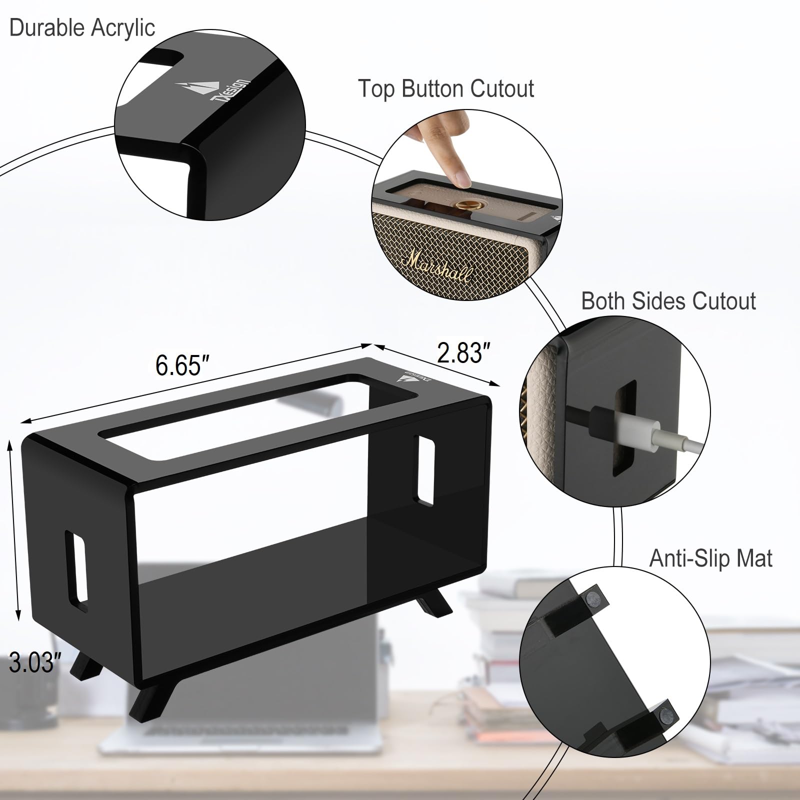 Txesign Acrylic Desktop Stand Holder For Marshall Emberton/Emberton Ii/Emberton Iii Portable Bluetooth Speaker, Table Holder Dis