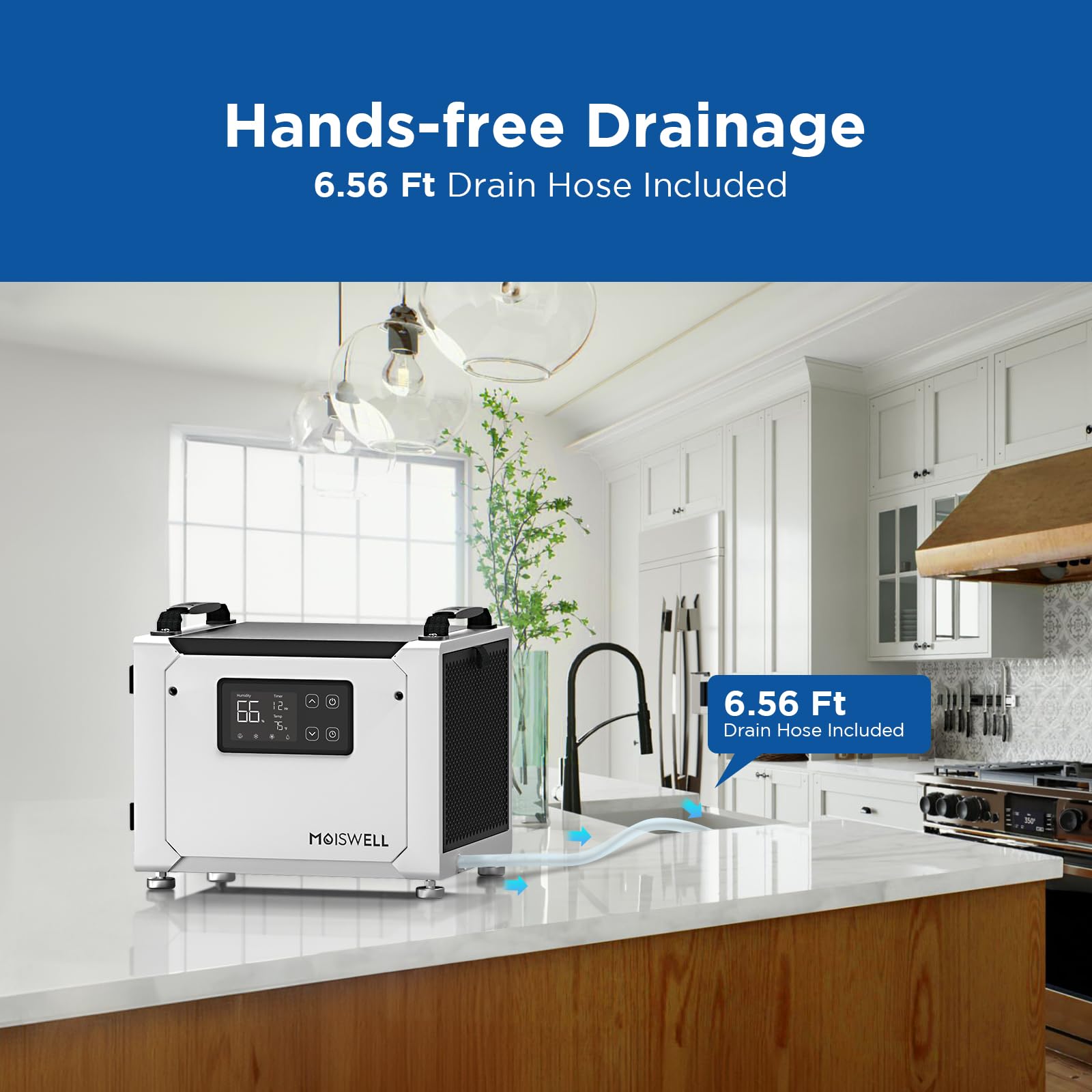 Moiswell 70 Pints Commercial Dehumidifier With Drain Hose, Compact Crawl Space Dehumidifier For Basement And Home, Energy Star M