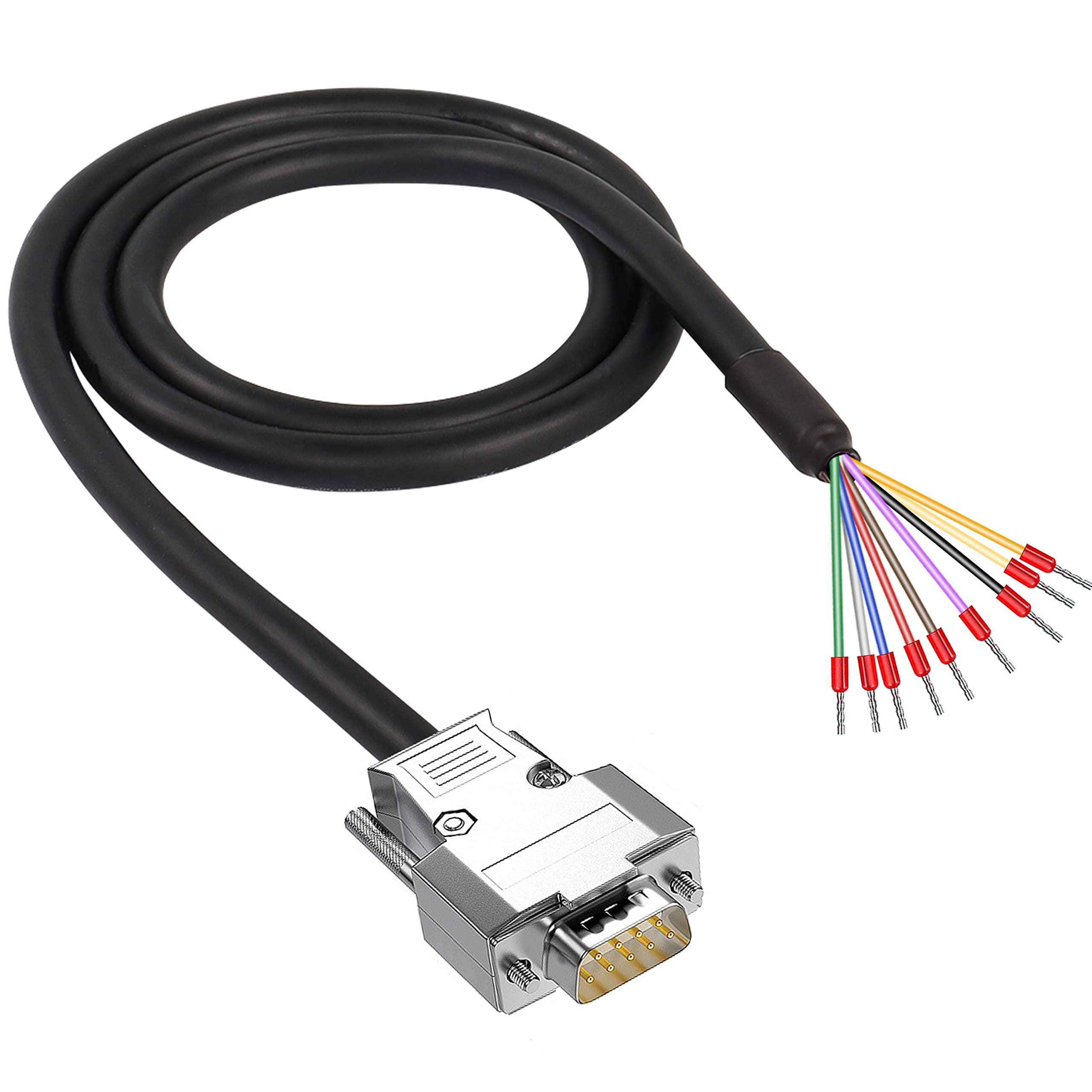 Xmsjsiy Db9 Connector Adapter Cable, D Sub 9Pin Rs232 Rs485 Serial Port Extension Cable Replacement With Bare Wire 22Awg (Db9 Ma