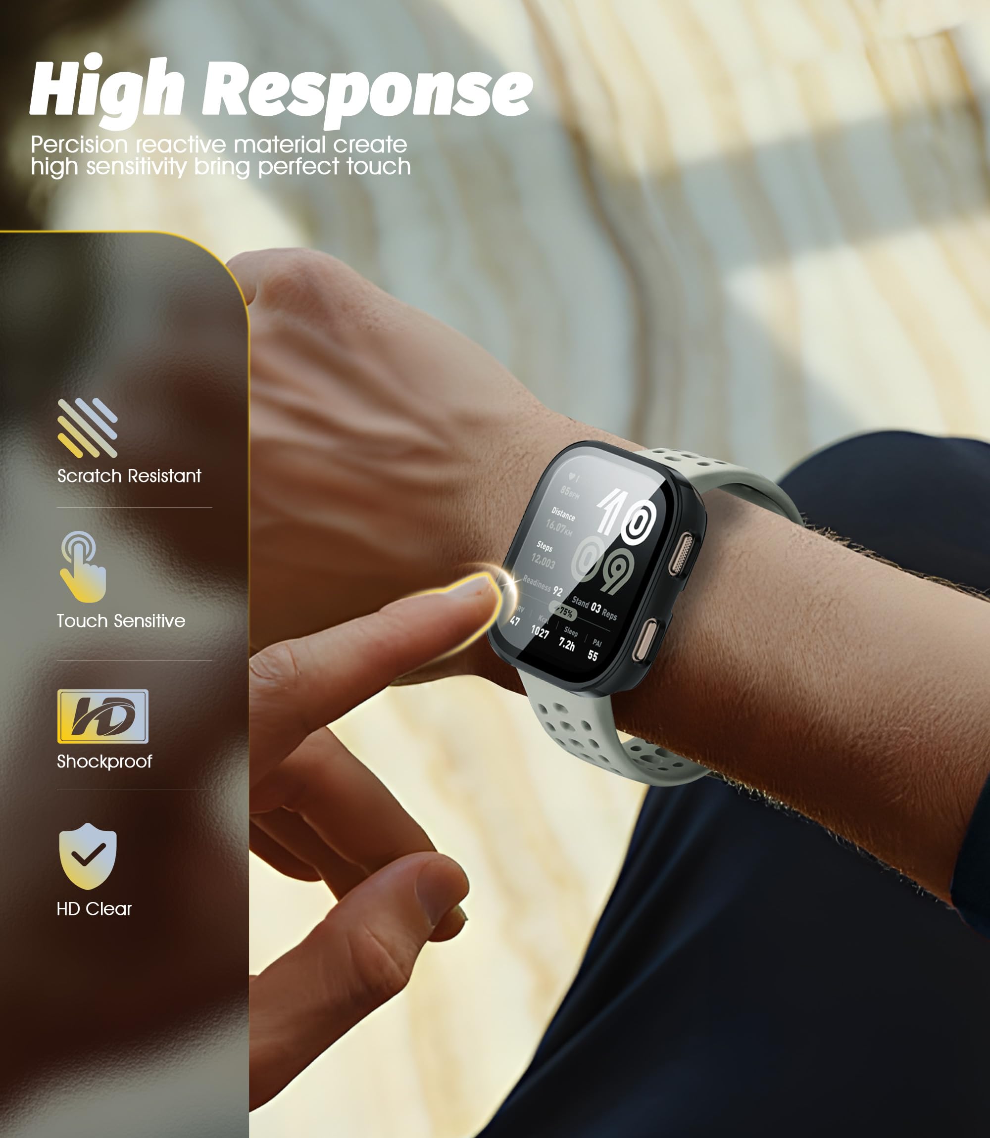 (1 Pack) Orzero Watch Case Compatible For Amazfit Bip 6, Protective Pc Frame Face Cover Built-In Tempered Glass Screen Protector