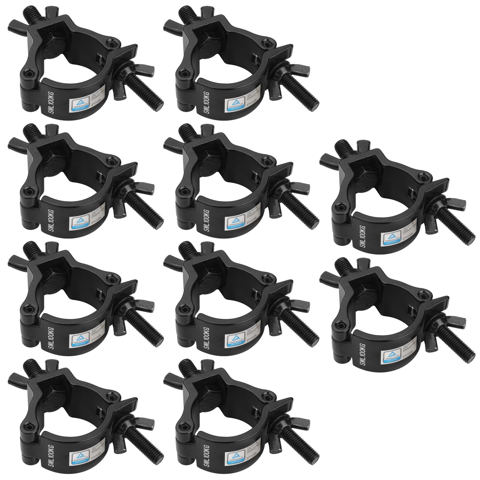 GBGS 10 Pcs Black 2 Truss Lighting Clamps,F34 Truss O-Clamp for DJ Stage Light,Max Load 220lb