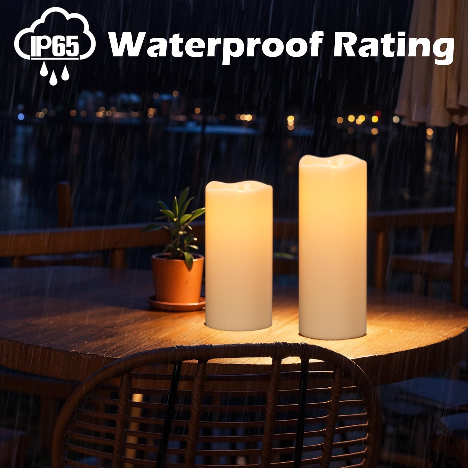 Wondise Solar Powered Flameless Candles Ip65 Outdoor Waterproof Rechargeable Led Candles Battery Operated Dusk To Dawn Plastic F