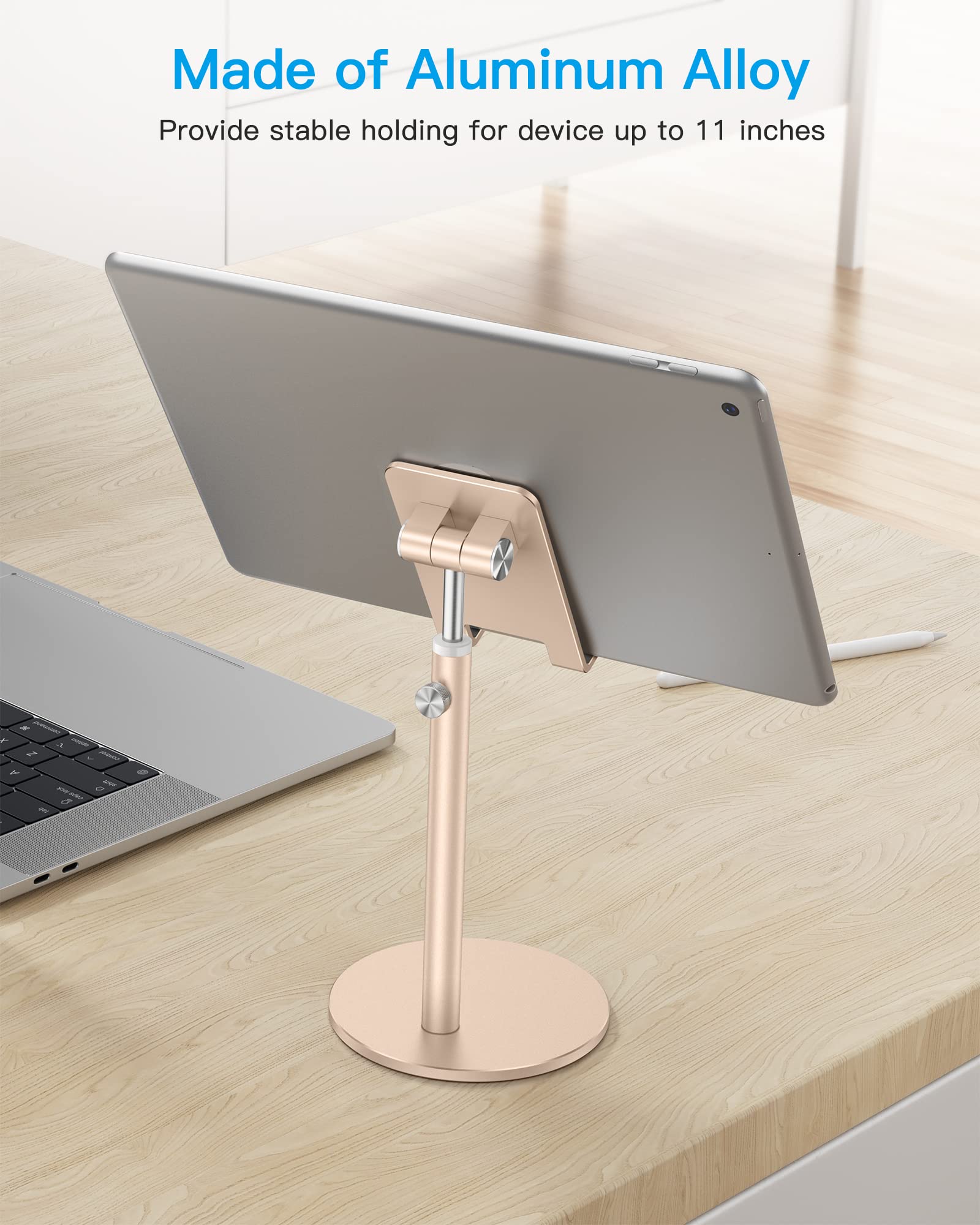 Omoton Cell Phone Stand, Angle Height Adjustable Phone Stand, Aluminum Desktop Phone Holder Dock Stand For Desk, Compatible With Iphone 13/Mini/Pro/Max, All Smartphones And Tablets(4 11''),Gold